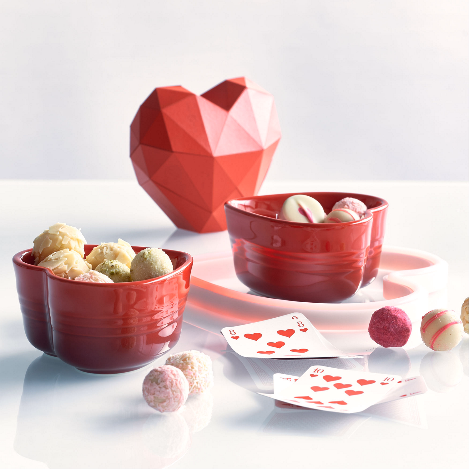 Stoneware Set of Two Heart Ramekins