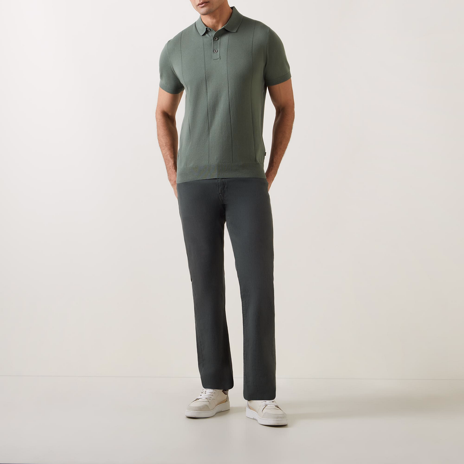 Vertical Lined Polo Shirt