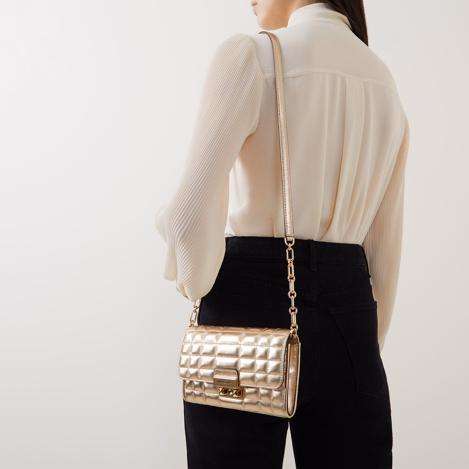 Tribeca Large Metallic Quilted Shoulder Bag
