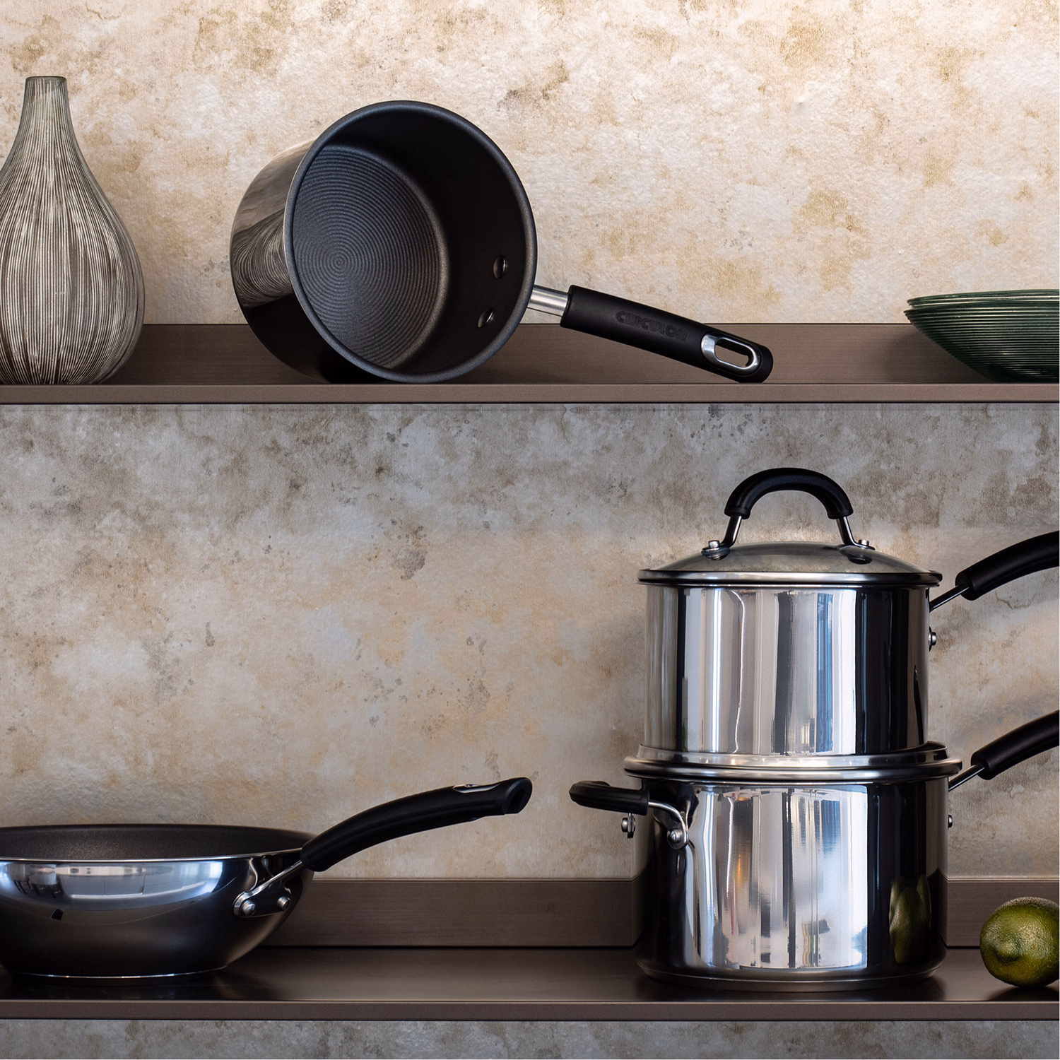 Total Stainless Steel Set 16/18/20 cm Saucepans and 29cm Frying Pan