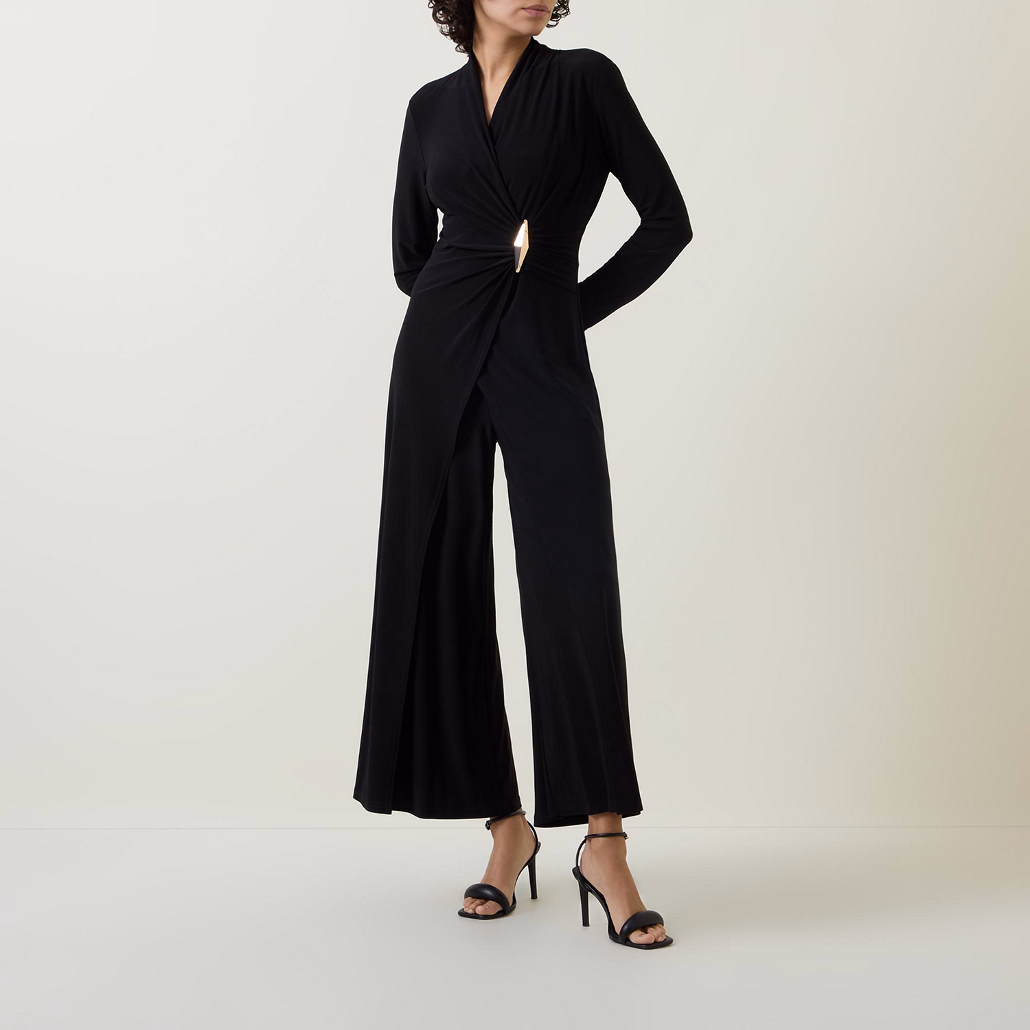 Wrap-Style Wide-Leg Jumpsuit