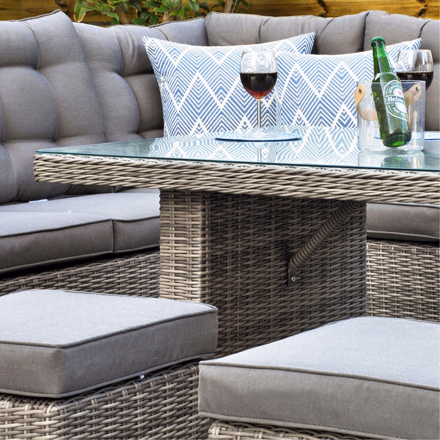 Oxford Corner Sofa Set with Table Dark Grey