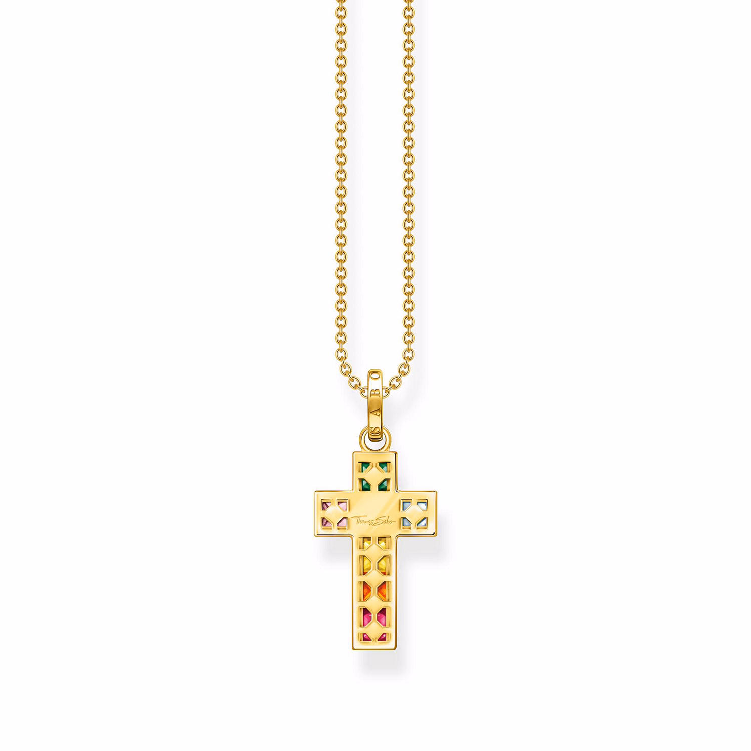 Rainbow Heritage Stone Cross Pendant Necklace