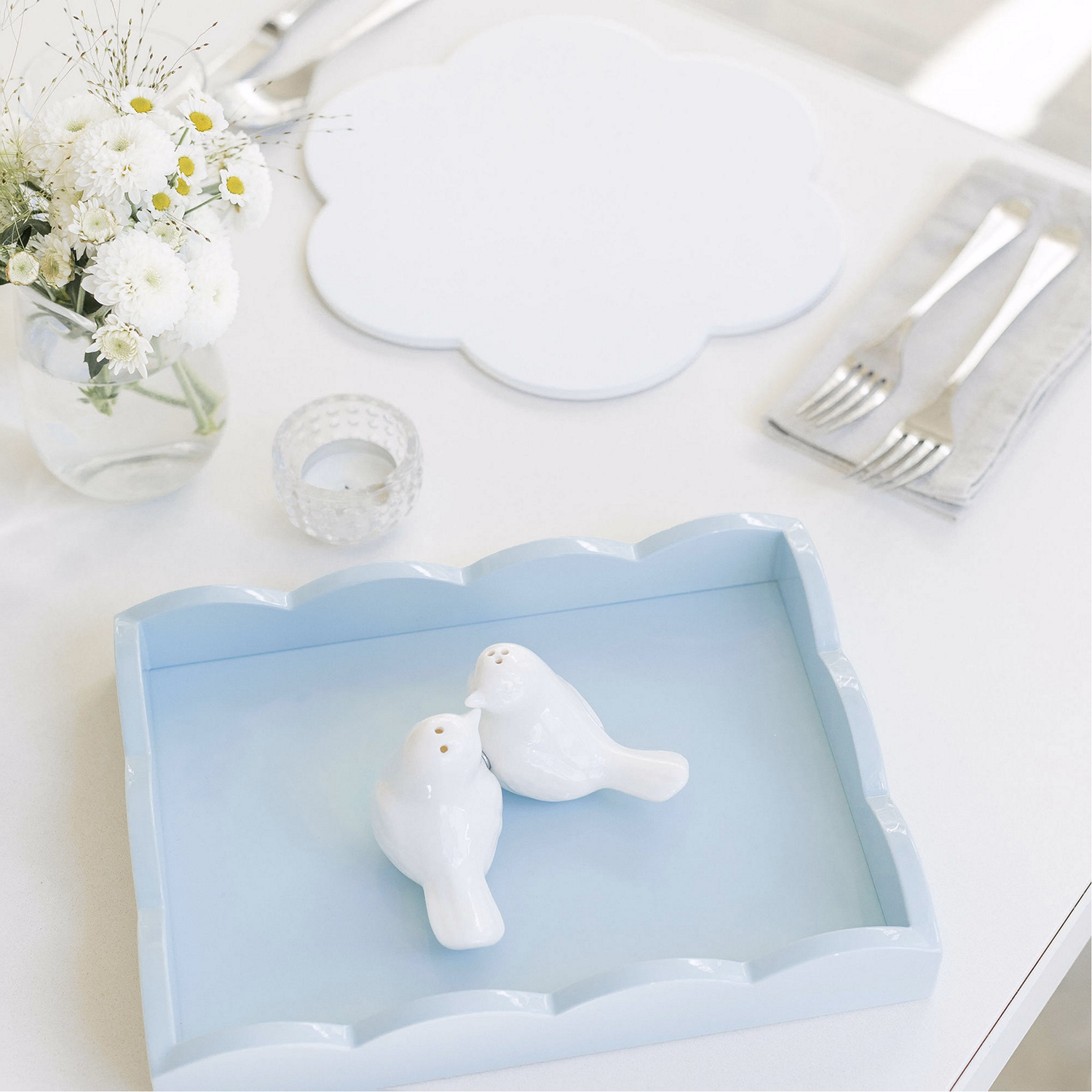 11x8 Scalloped Tray Denim