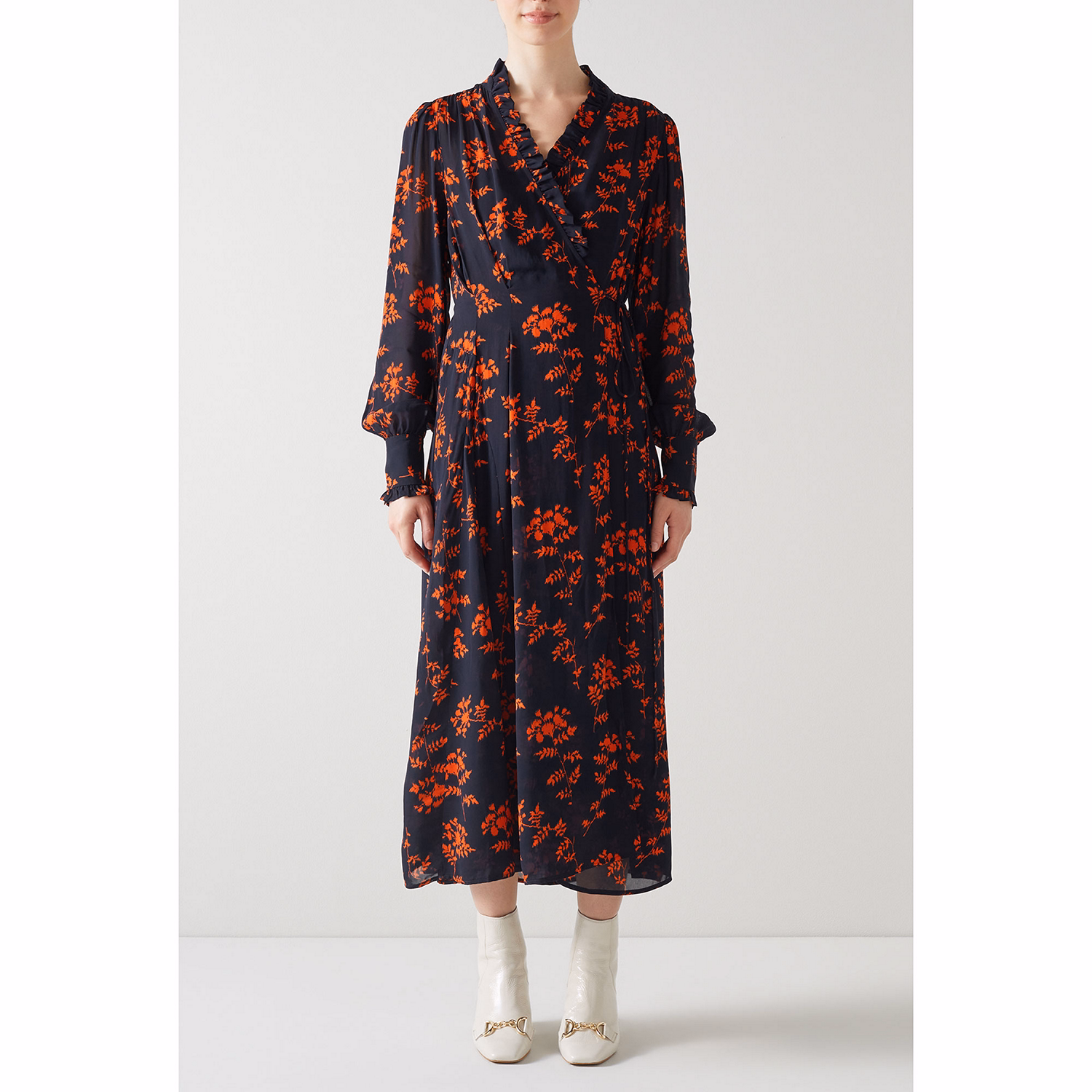 Odetta Floral Print Frilled Wrap Dress