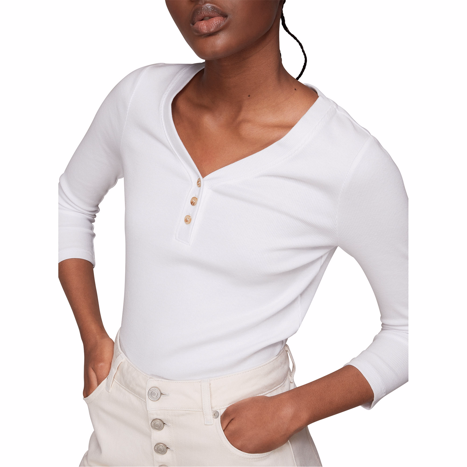 Paiton Ribbed Button-Up Top