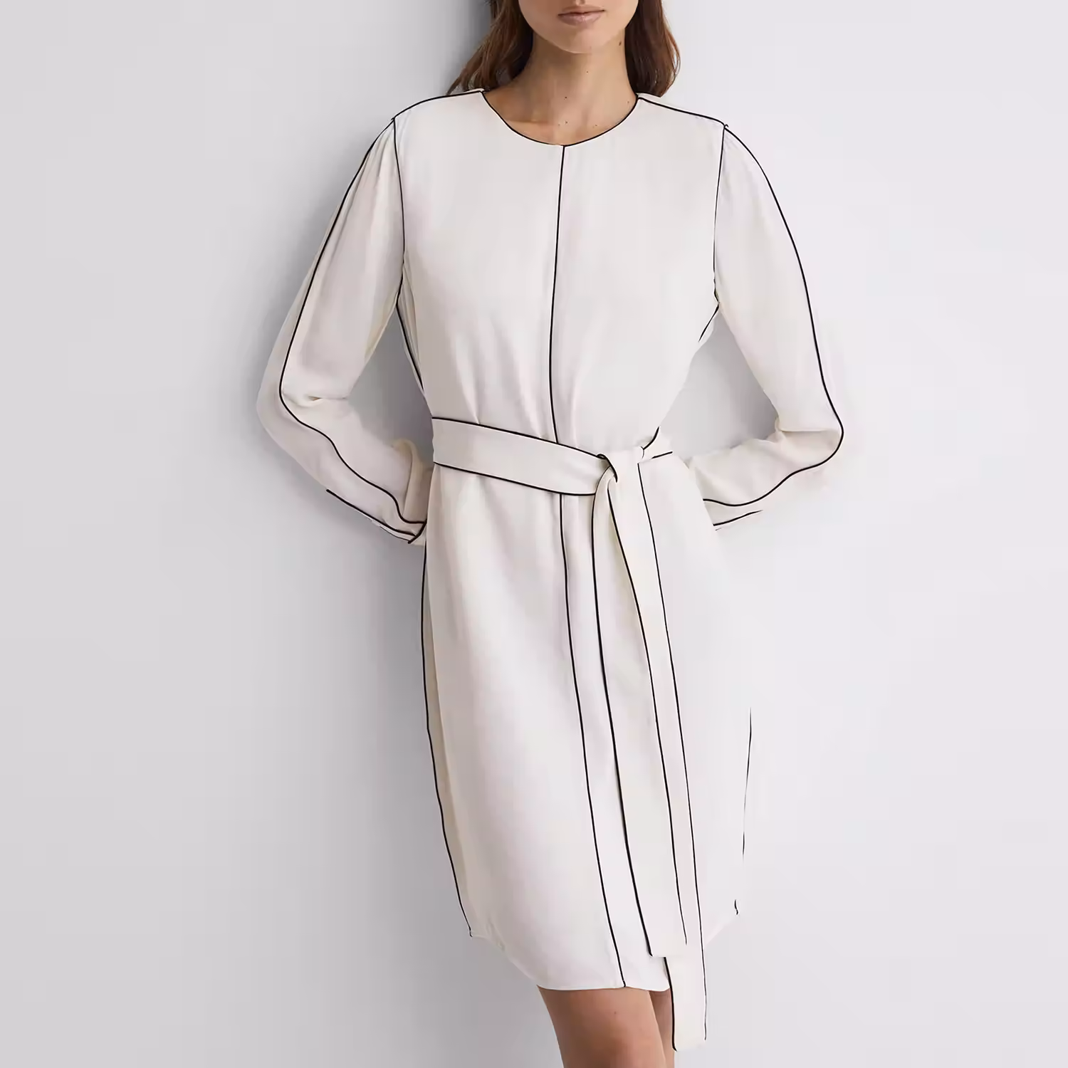 Elainy Belted Trim Dress
