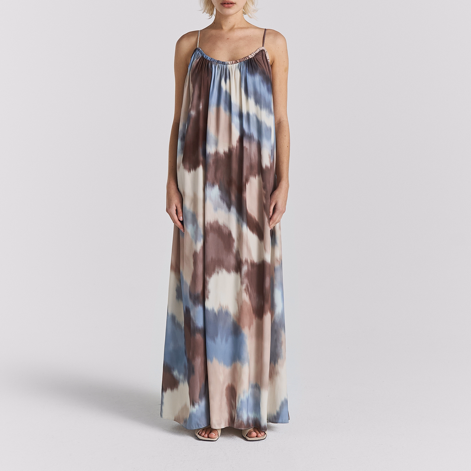 Summer Draped Printed Slip Dress