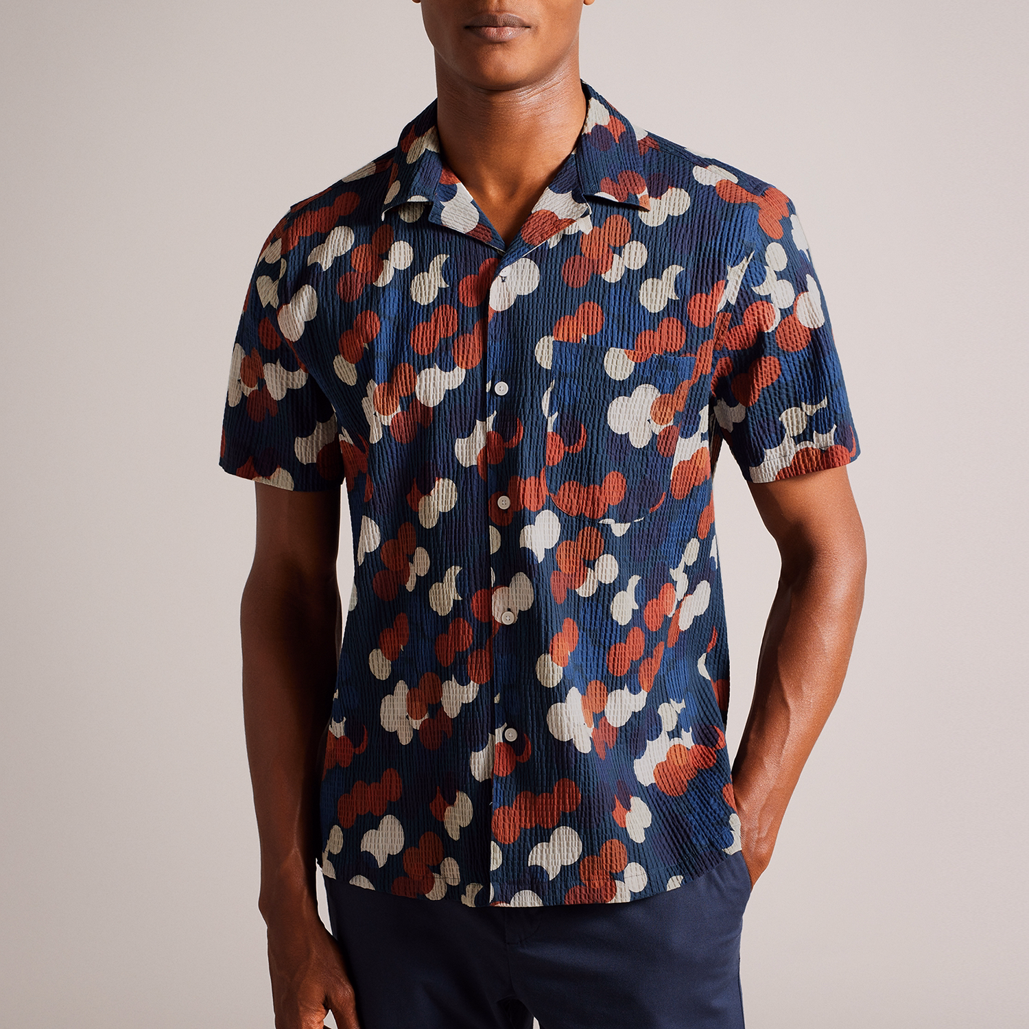 Goyt Seersucker Spot Print Shirt
