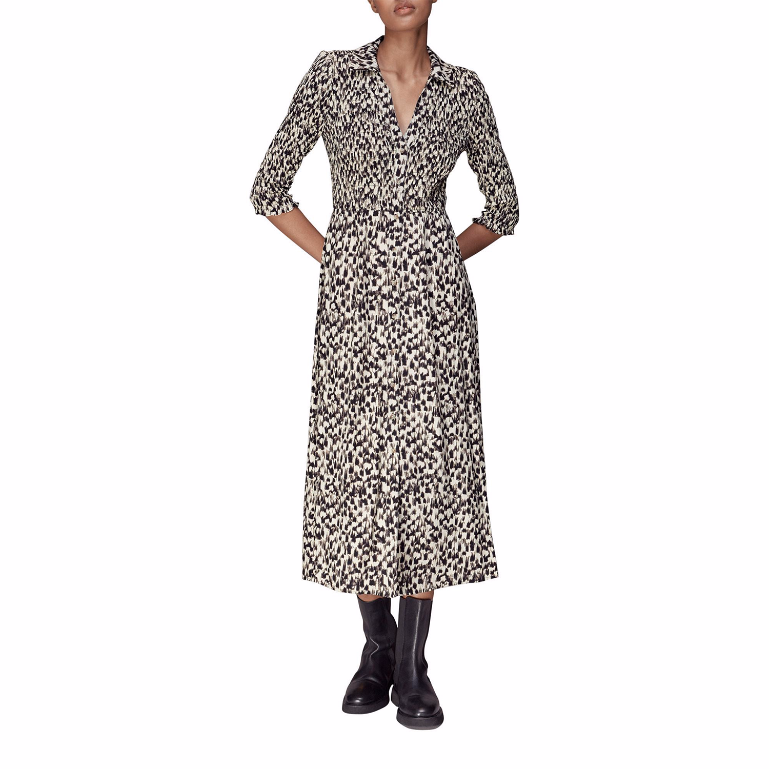 Speeding Squares Shirred Dress