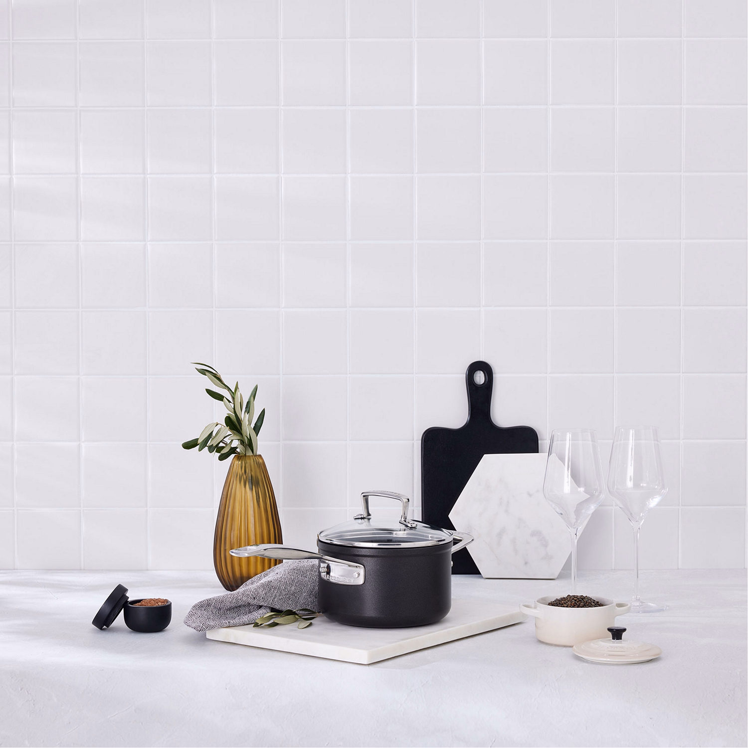 Toughened Non-Stick Saucepan With Glass Lid 16cm