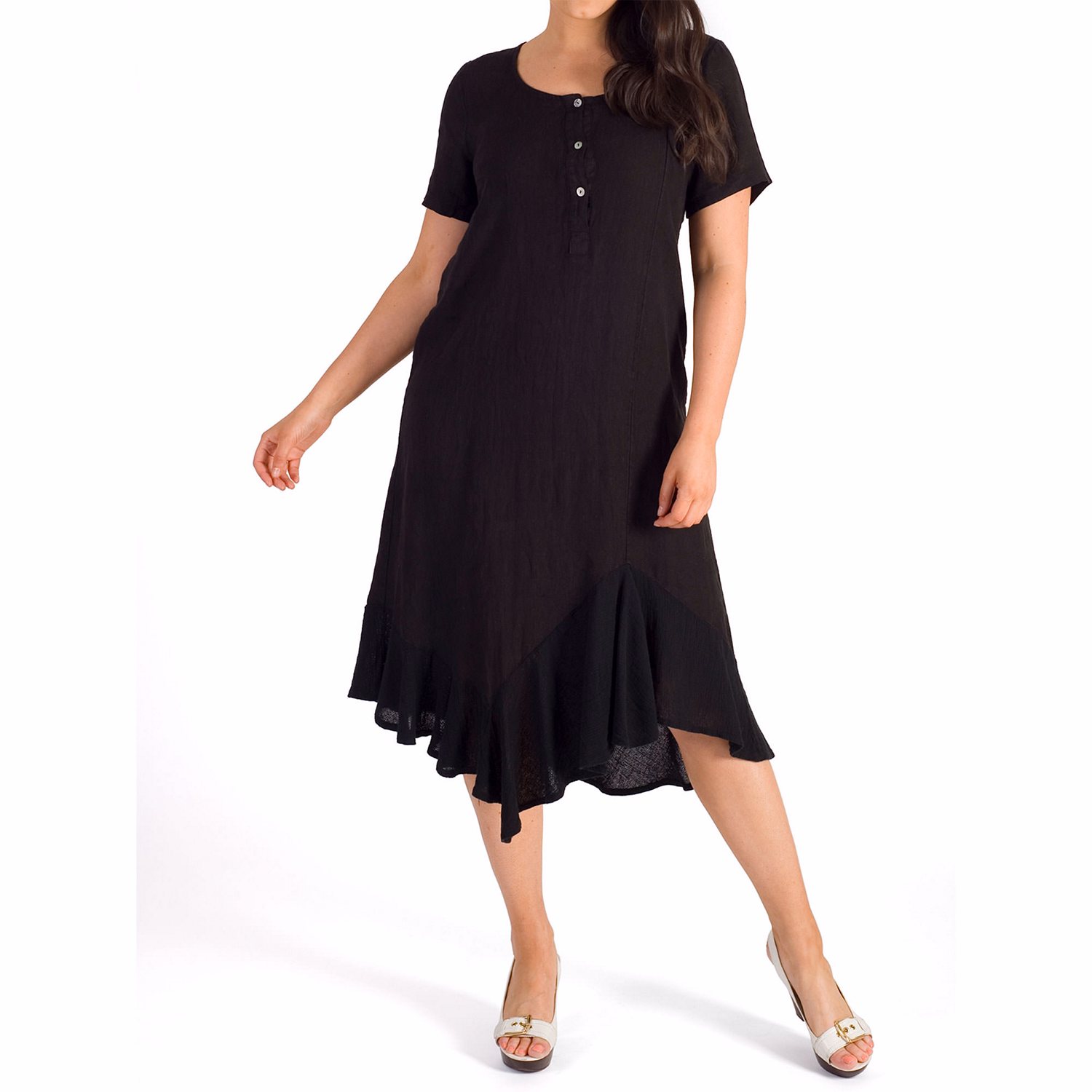 Linen Dress With Hopsack Trim
