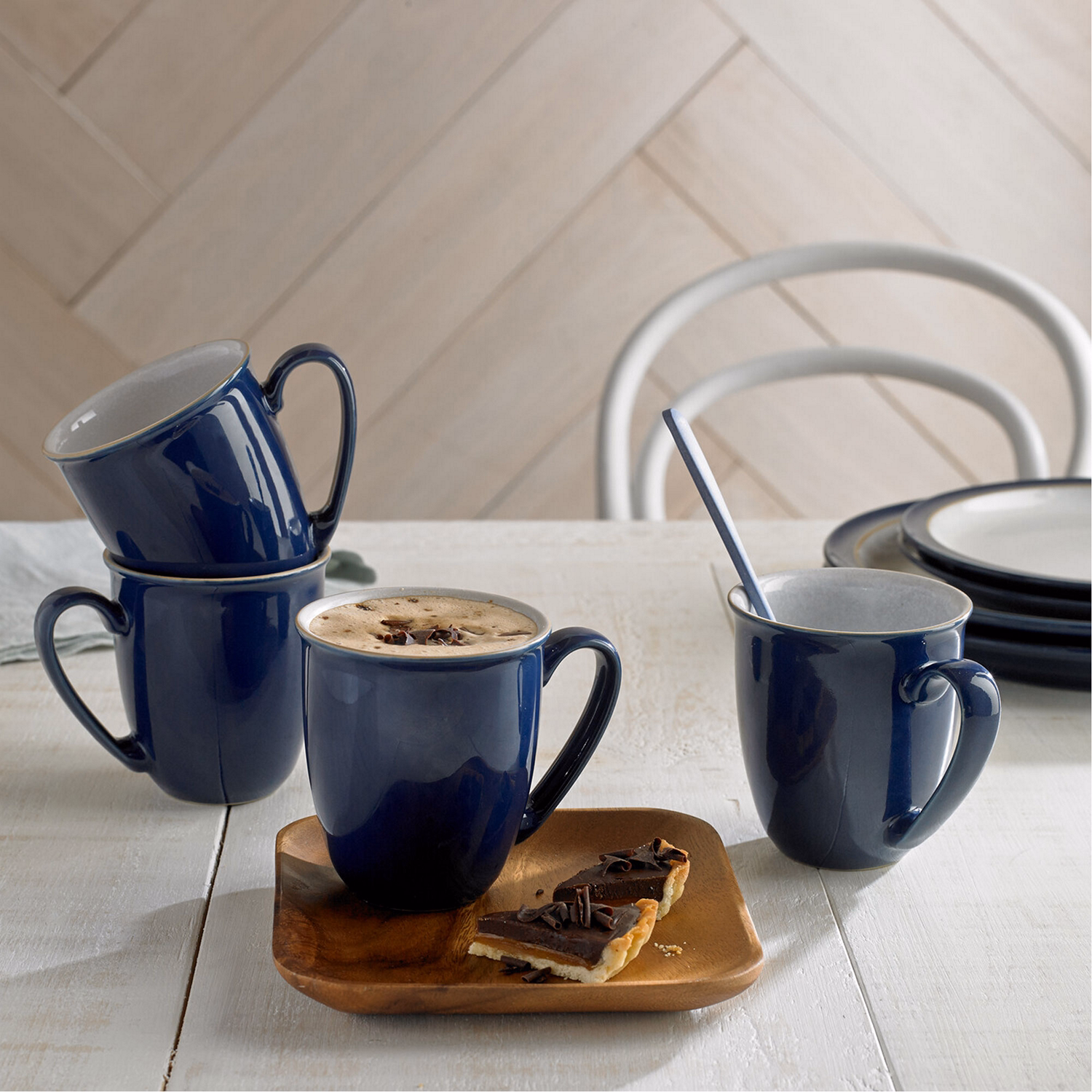 Elements Dark Blue Set of Four Coffee Mugs
