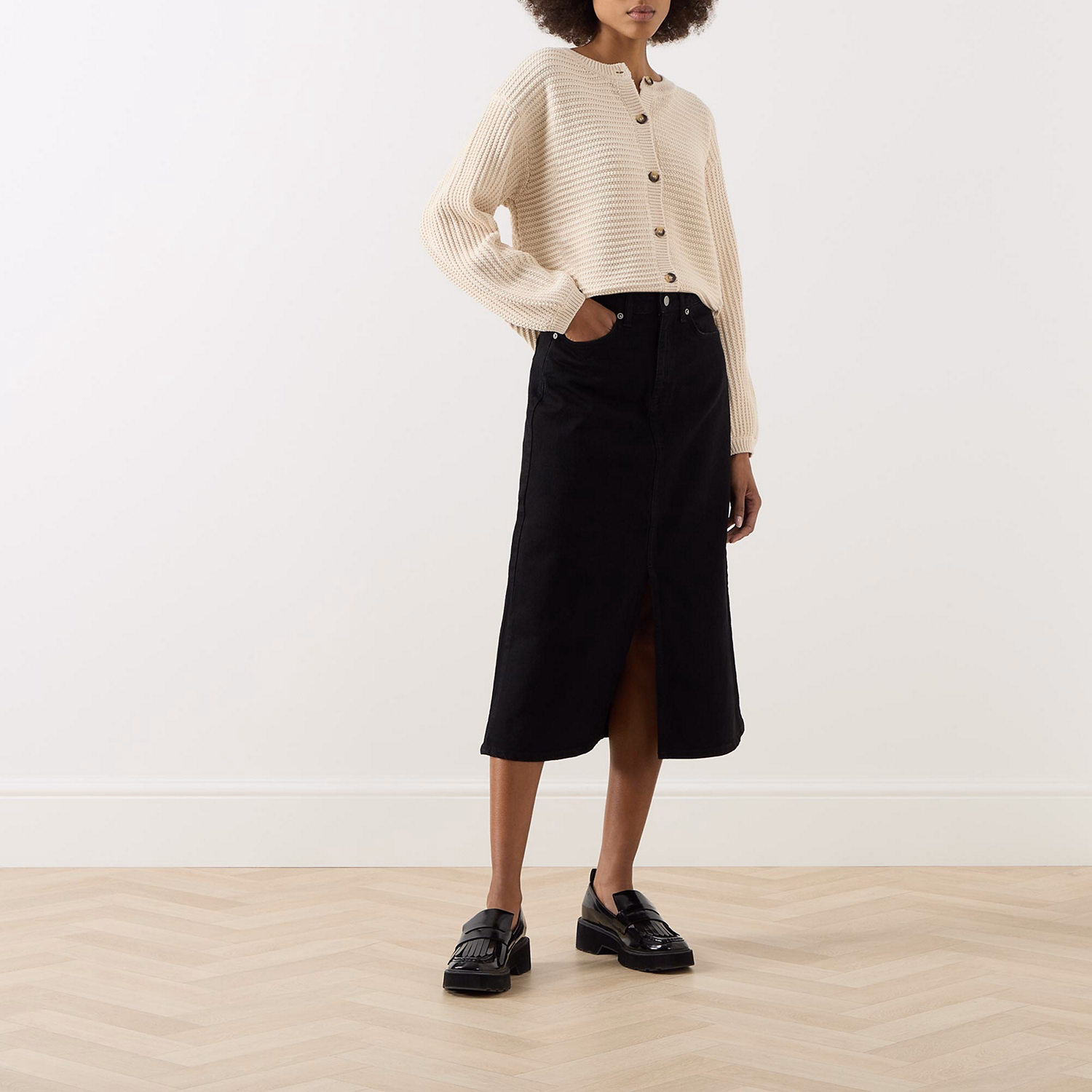 High-Rise Denim Skirt