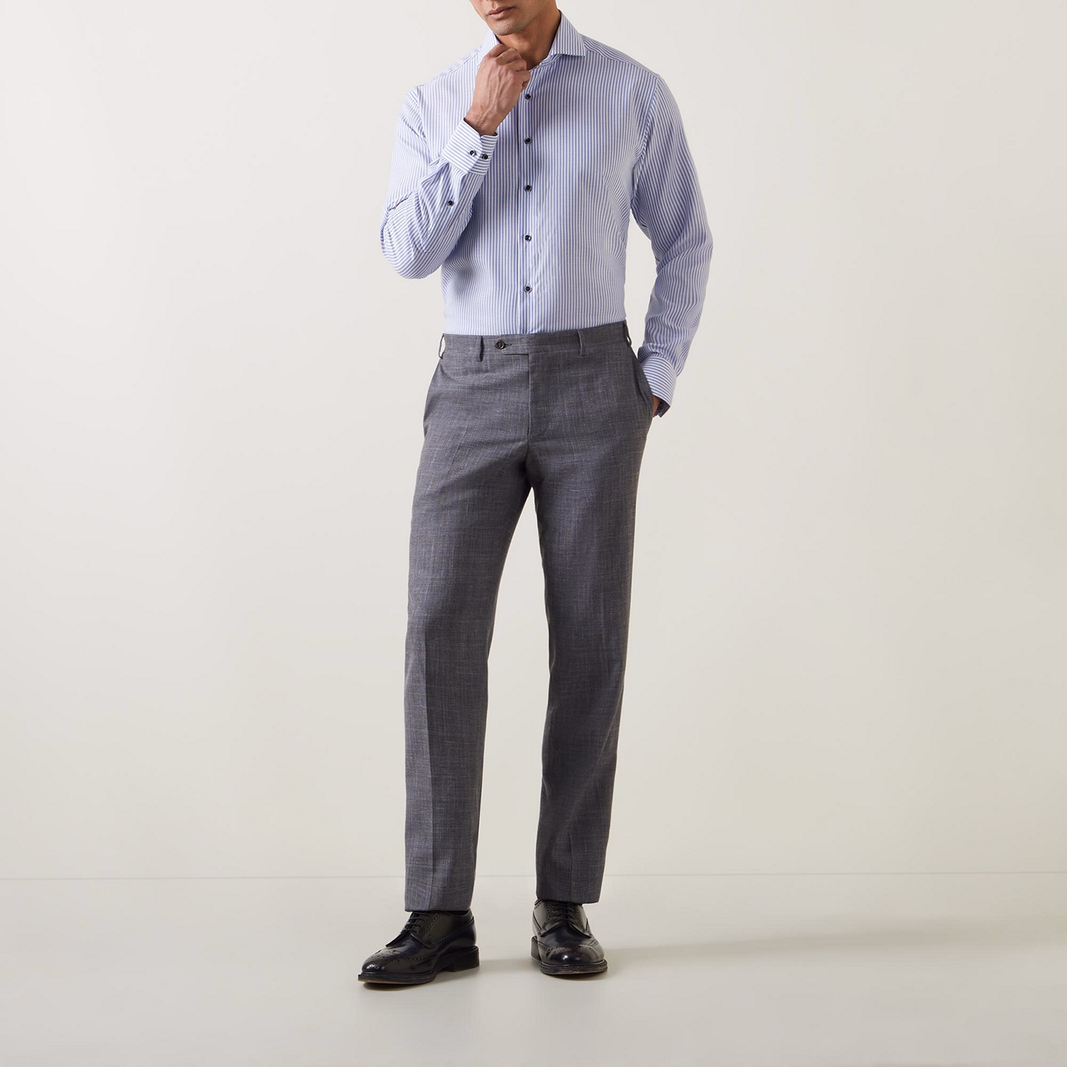 Oxford Stripe Single Cuff Formal Shirt