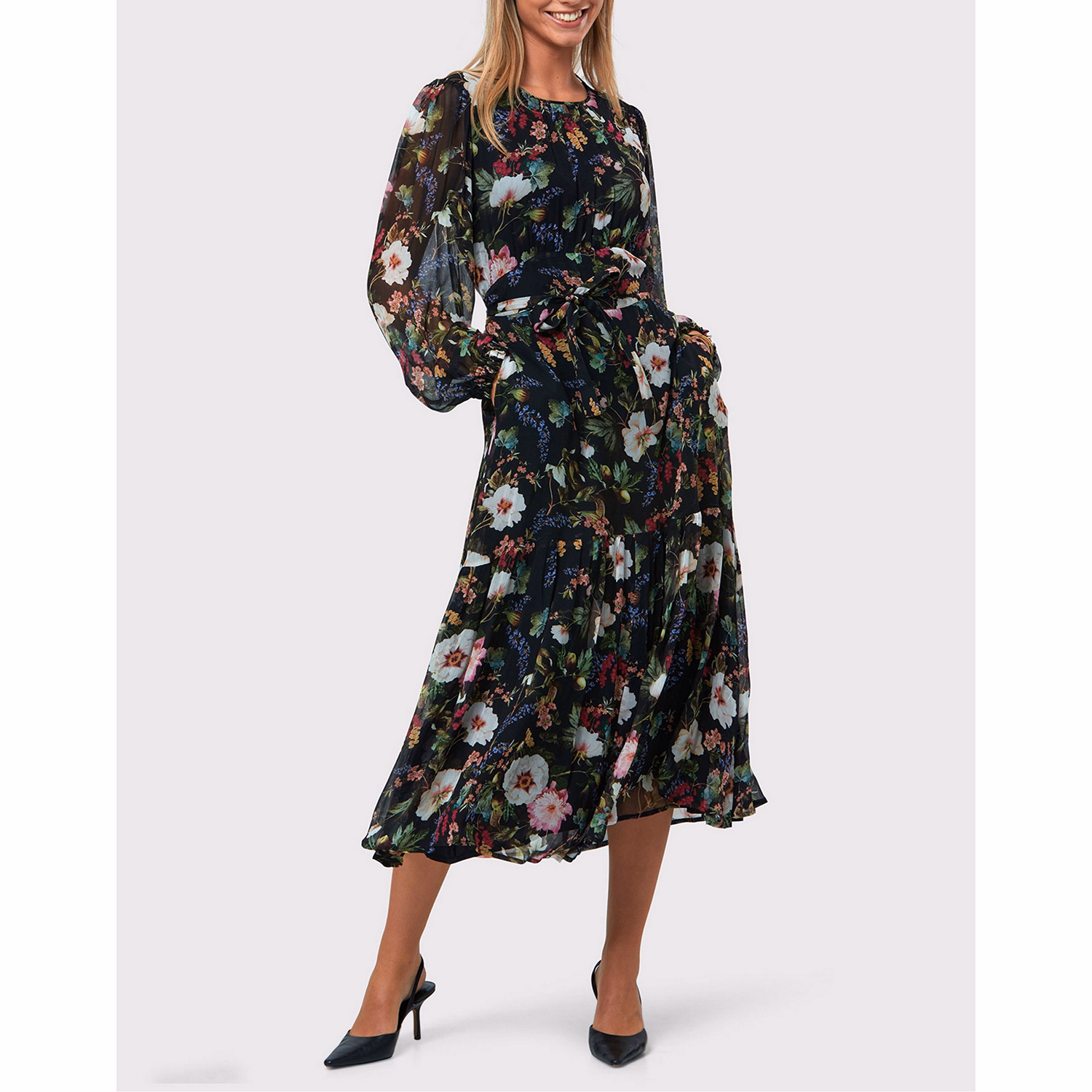 Bev Floral Noir Print Dress