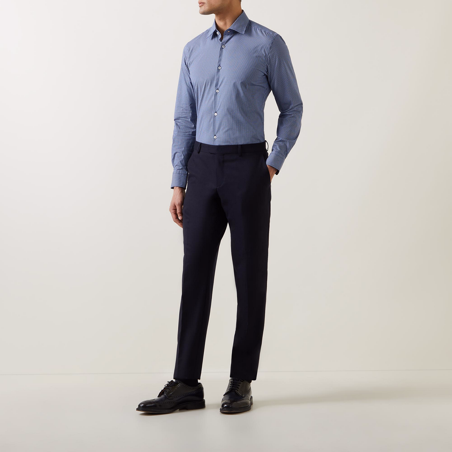 Mixed Pattern Single-Cuff Shirt