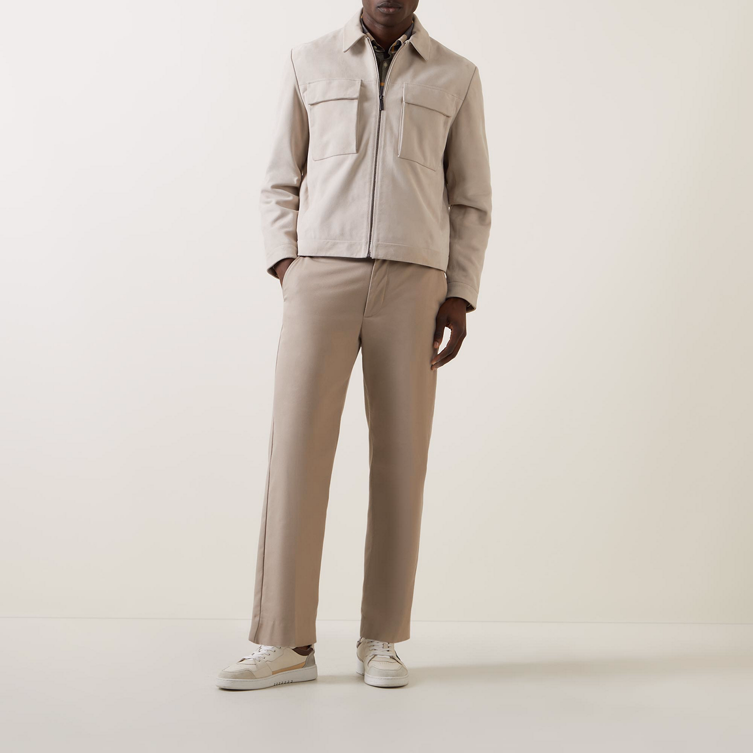 Suede Pocket-Detail Blouson Jacket