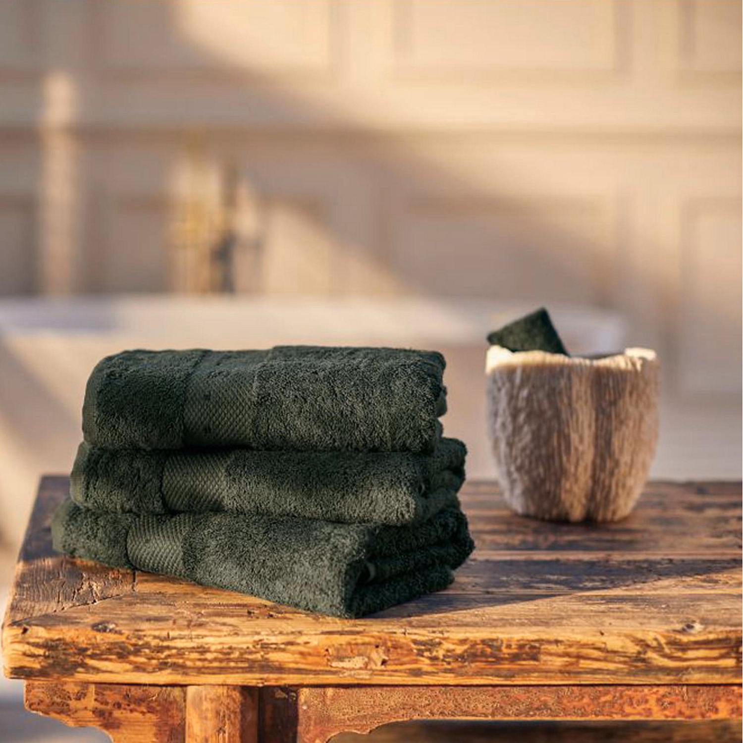 Super Smooth Bamboo Cotton Towel  Moss Green