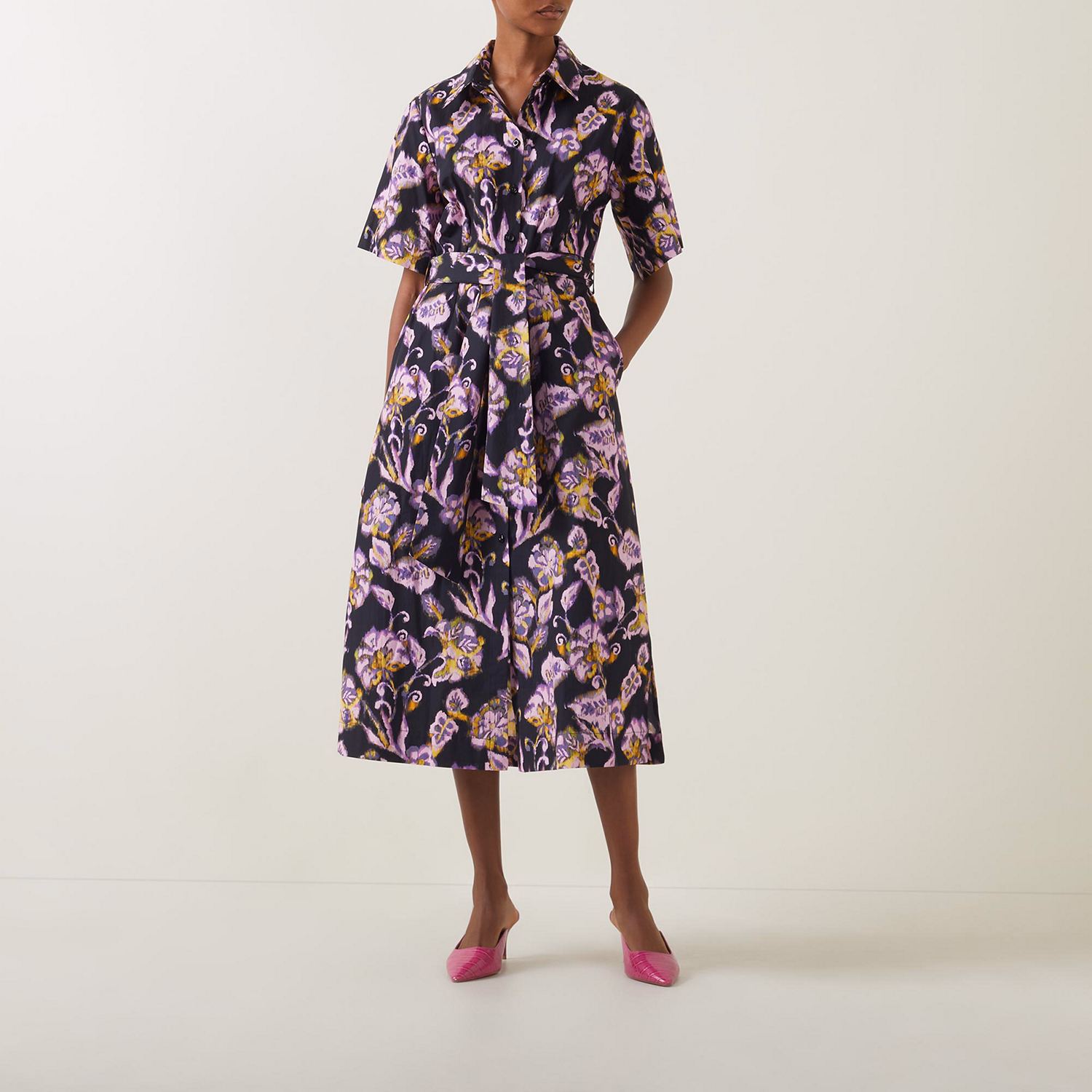 Vanessa Floral Belted Shirt Dress