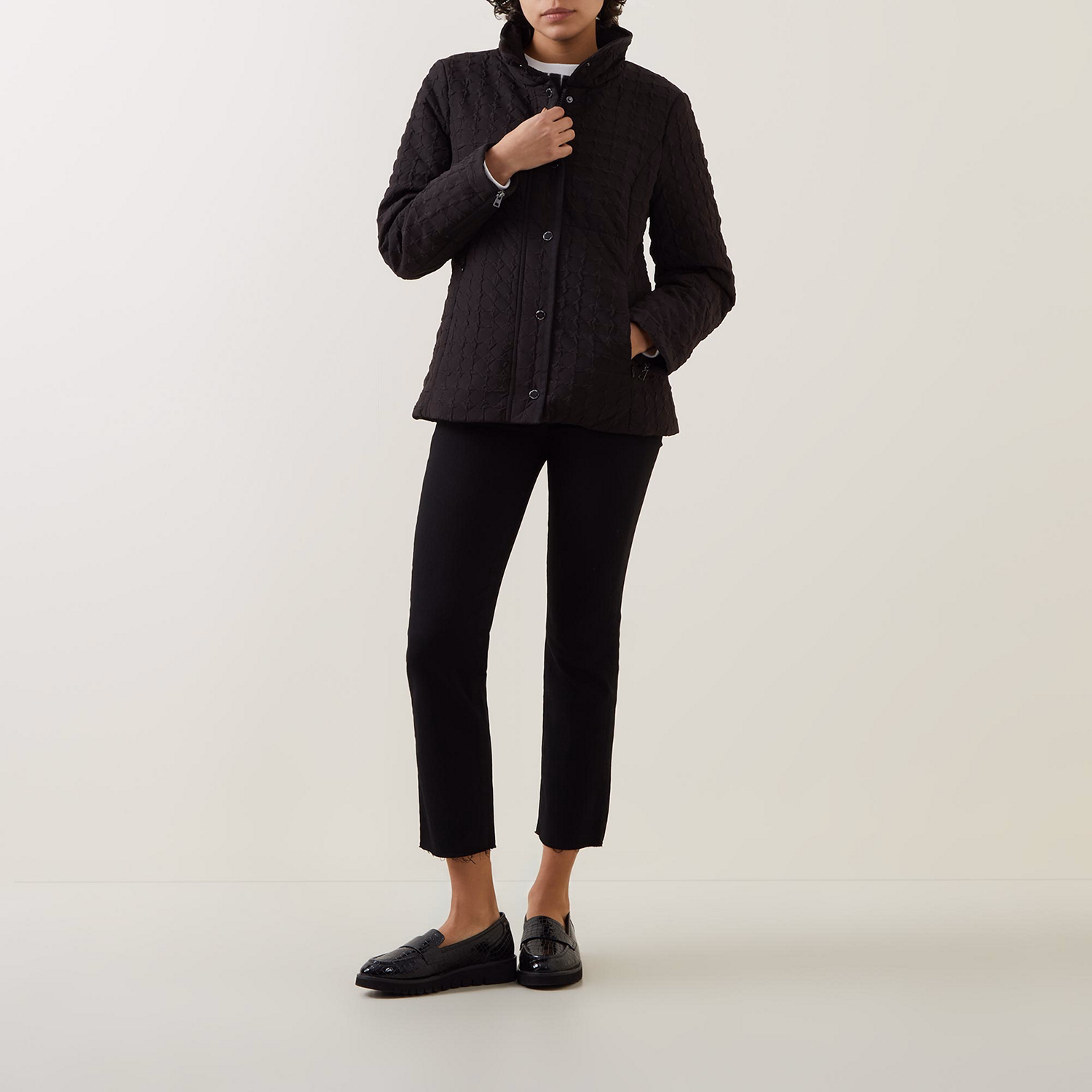 High-Collar Textured Jacket