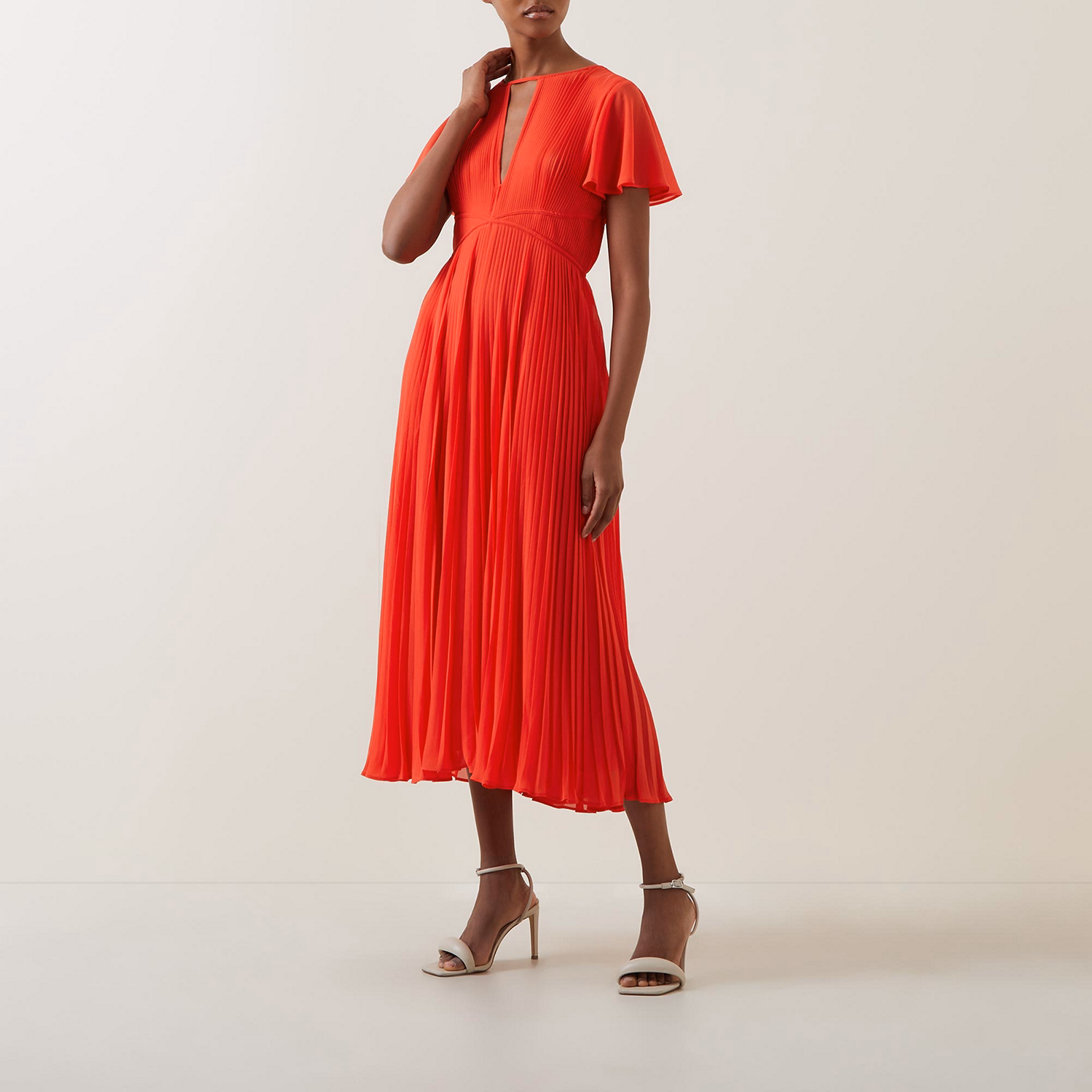 Cut-Out Pleated Dress