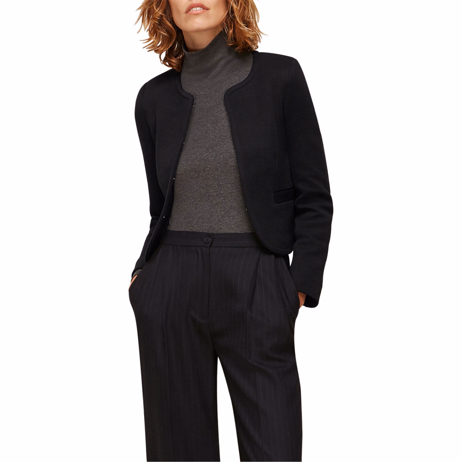 Collarless Jersey Jacket