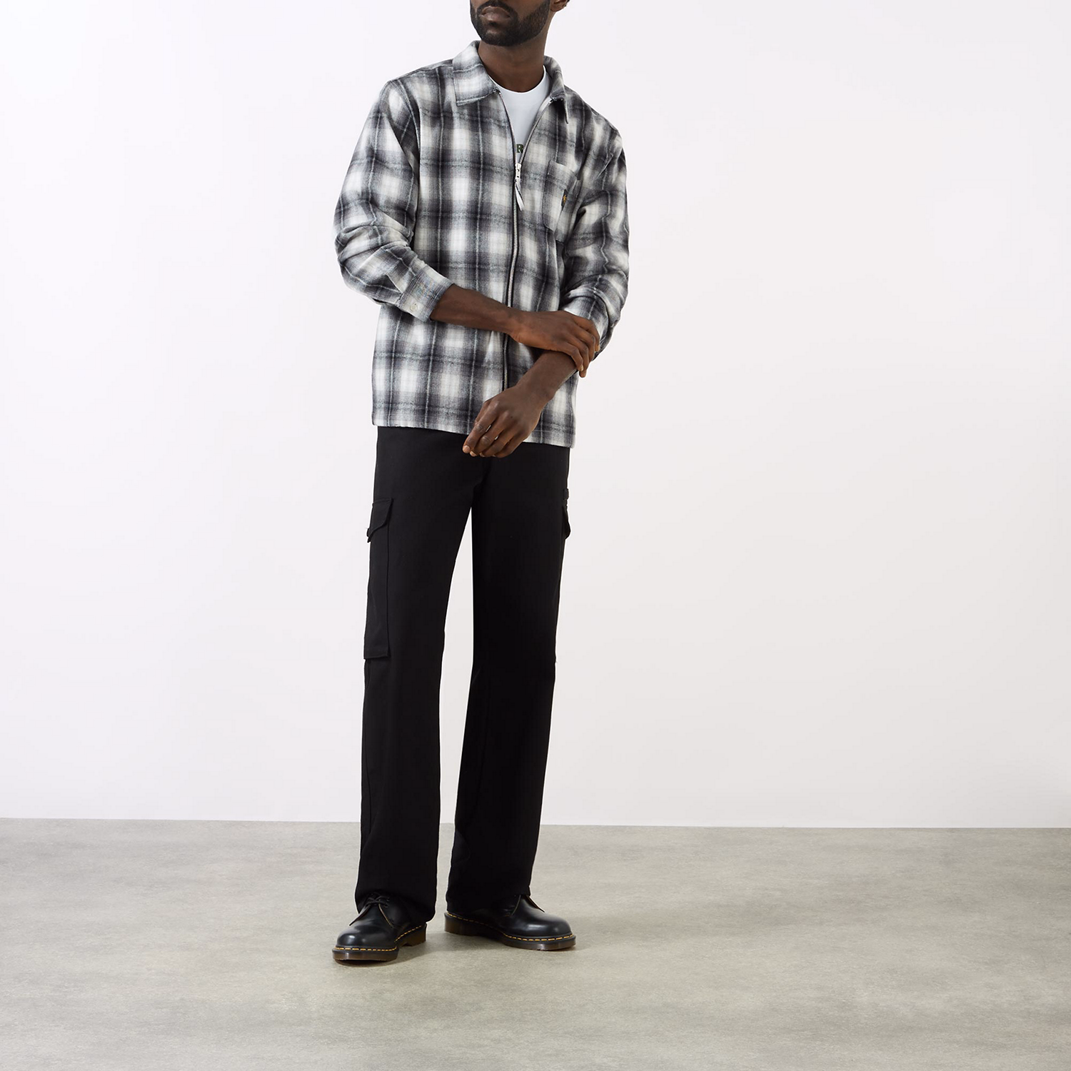 Plaid Flannel Zip-Up Overshirt