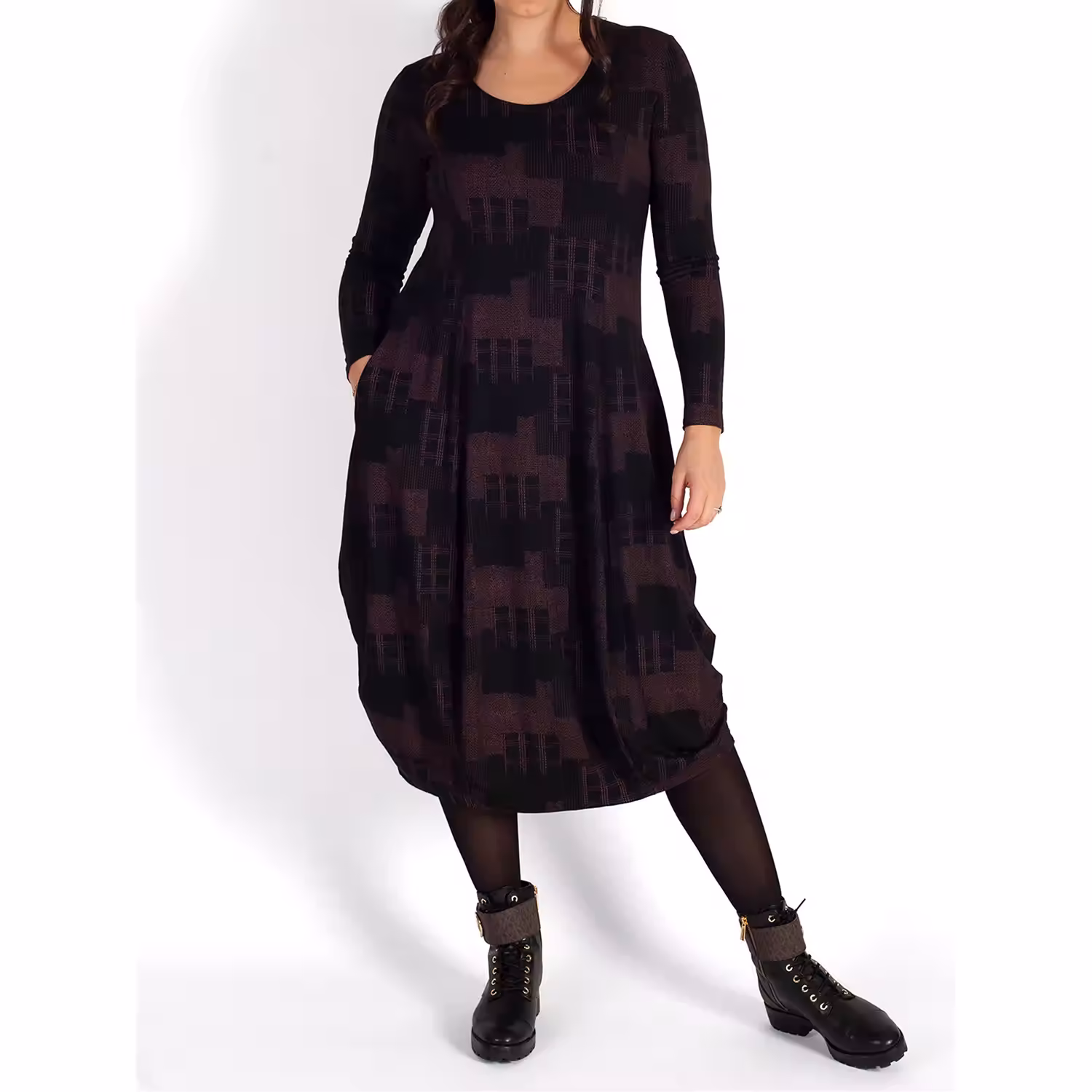 Square Print Jersey Dress