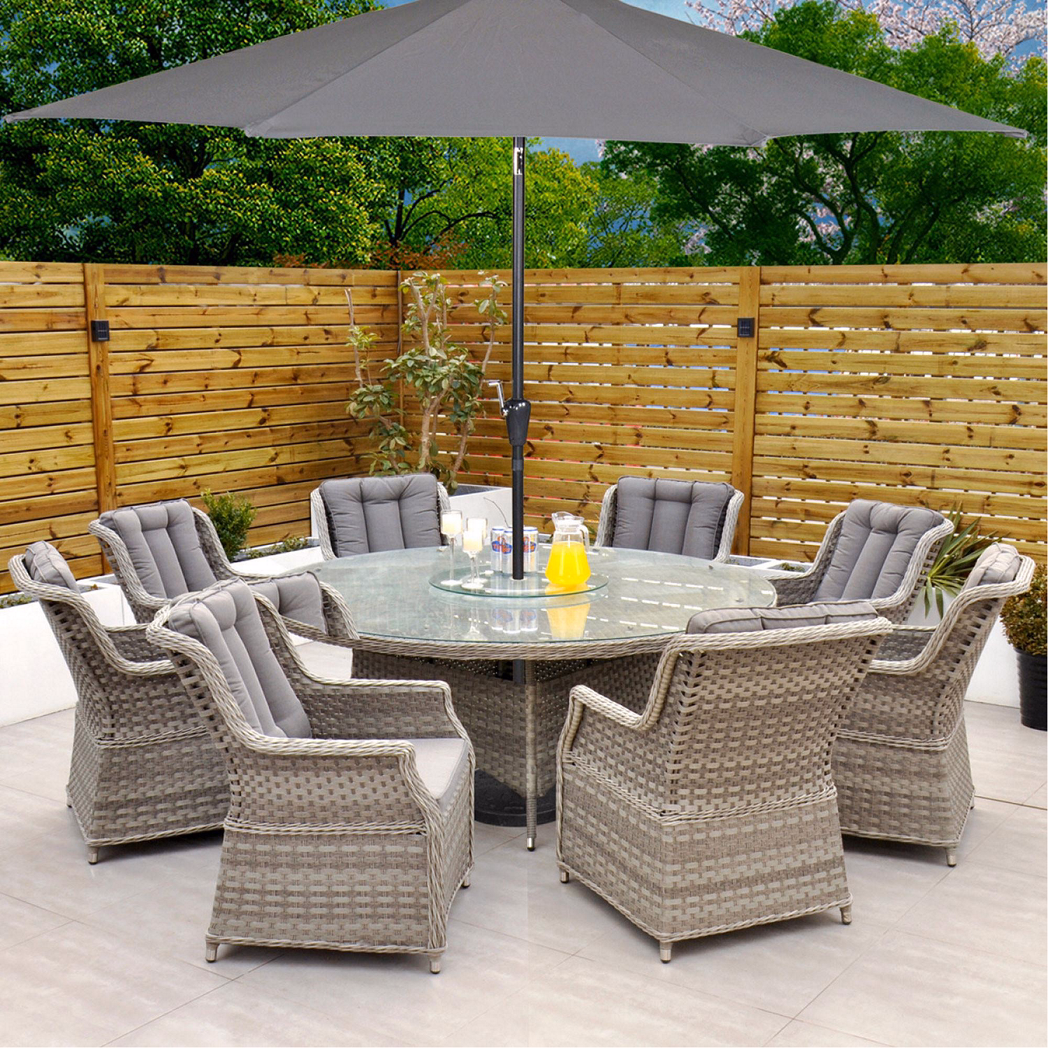 Bali 8 Seat Dining Set with 170cm Round Table Grey