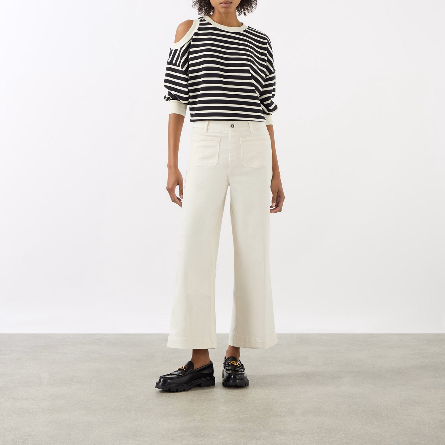 High-Rise Cropped Wide Leg Jeans