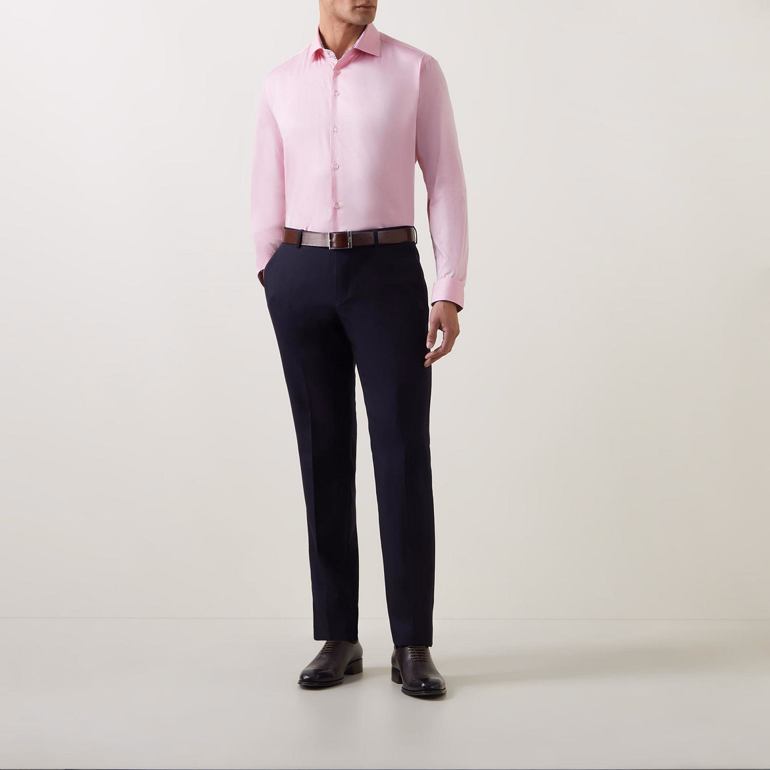 Contrast-Trim Single Cuff Shirt