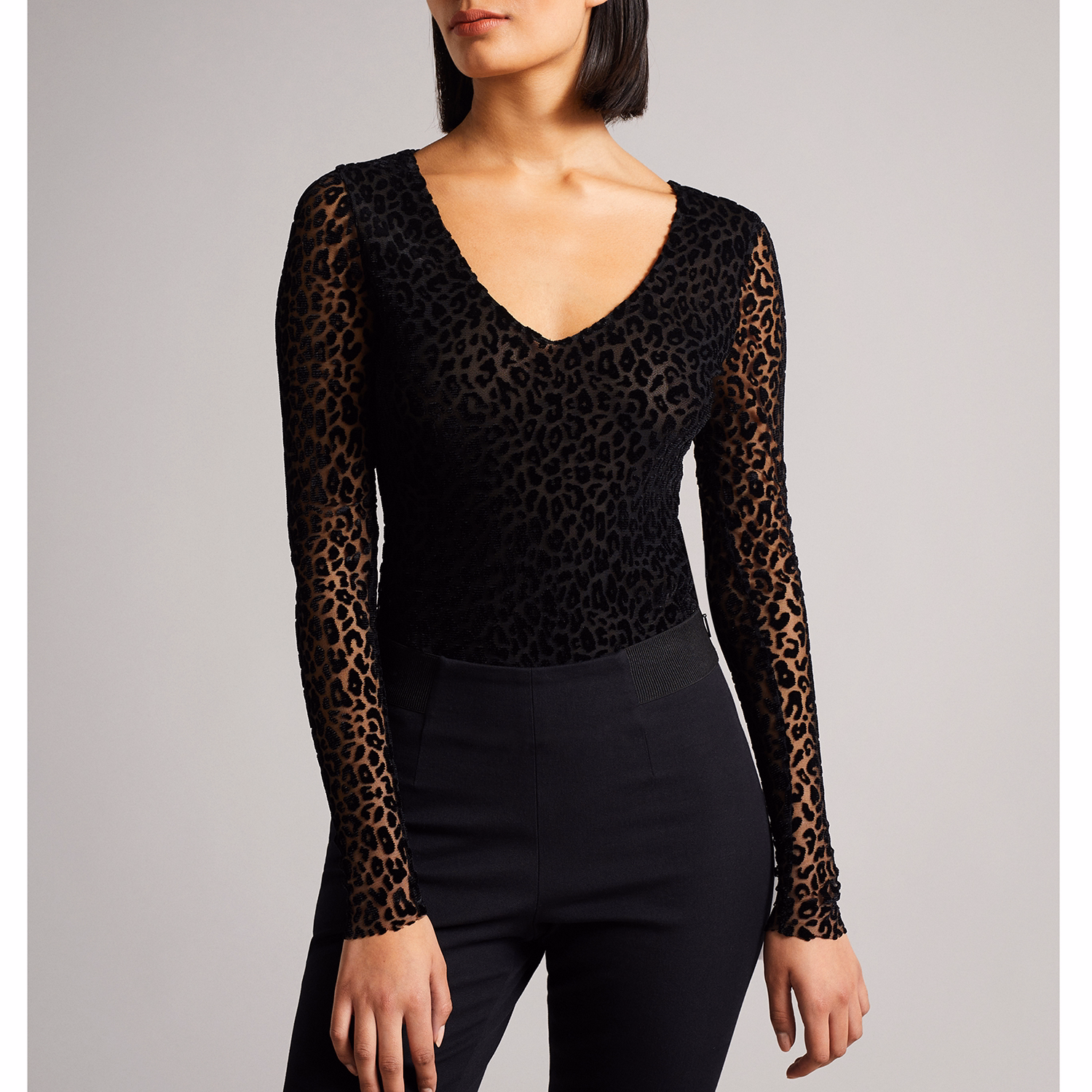 Darcina Mesh Leopard Print Bodysuit