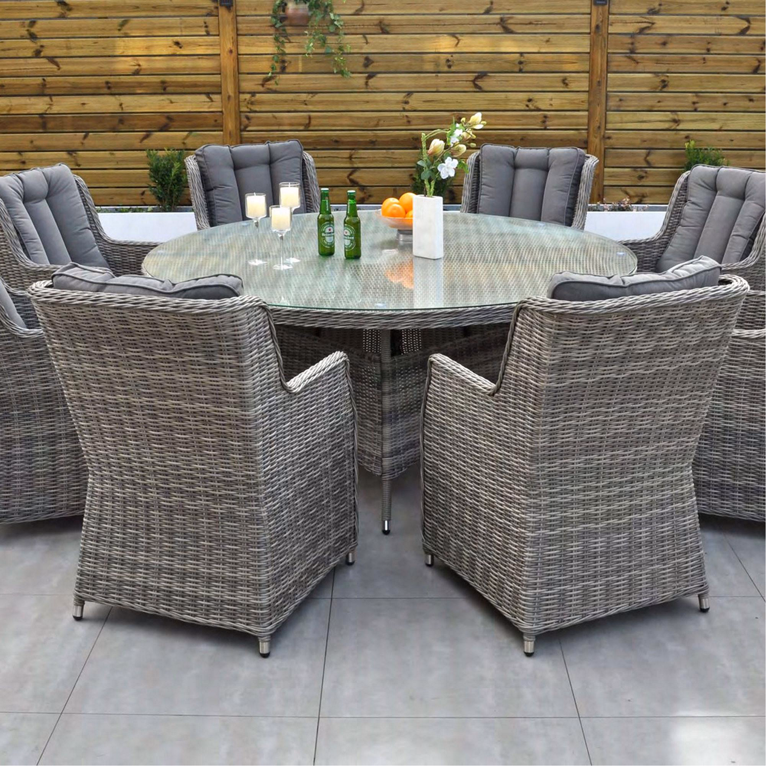 Yale 8 Seat Dining Set with 170cm Round Table Dark Grey