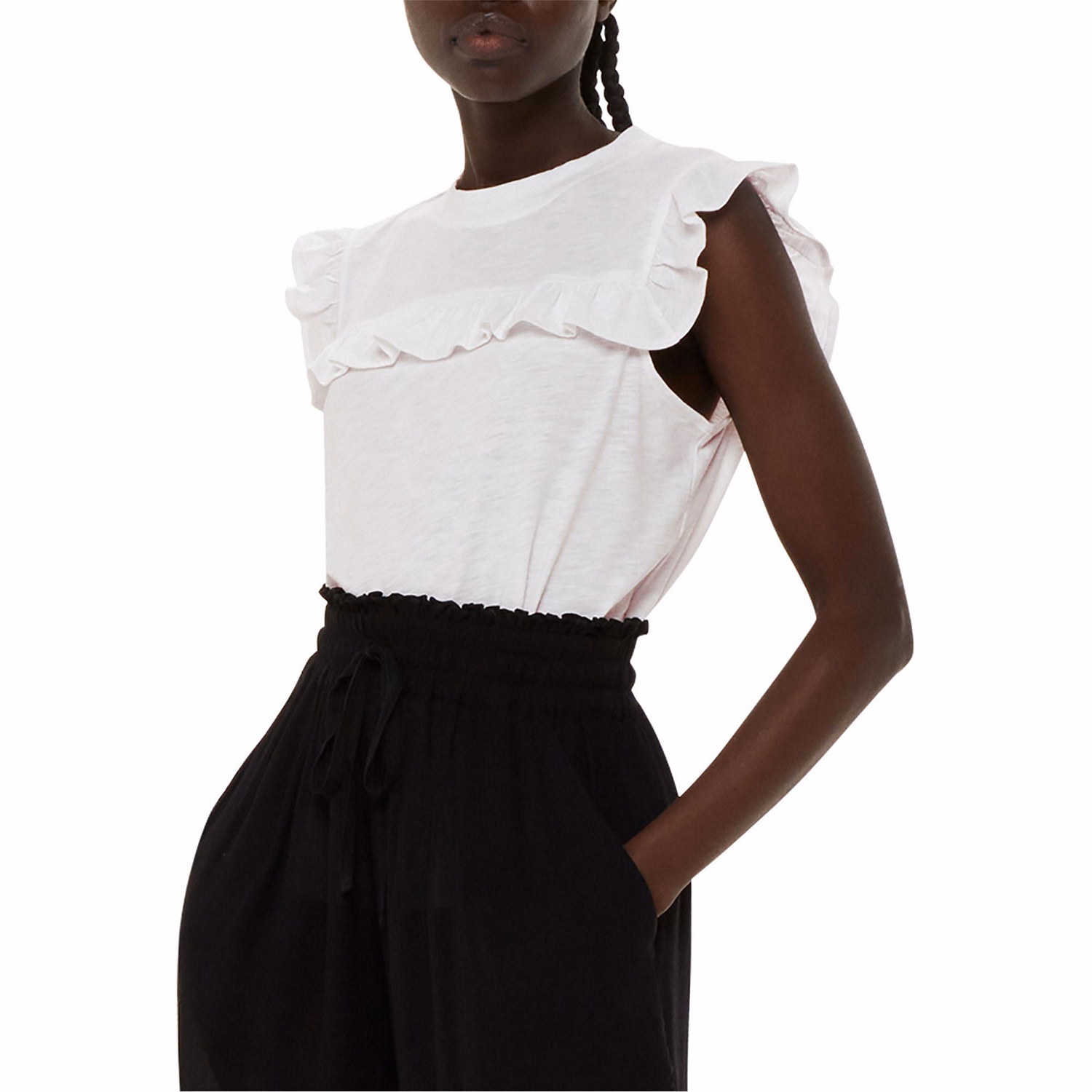 Cotton Yoke Frilled Top