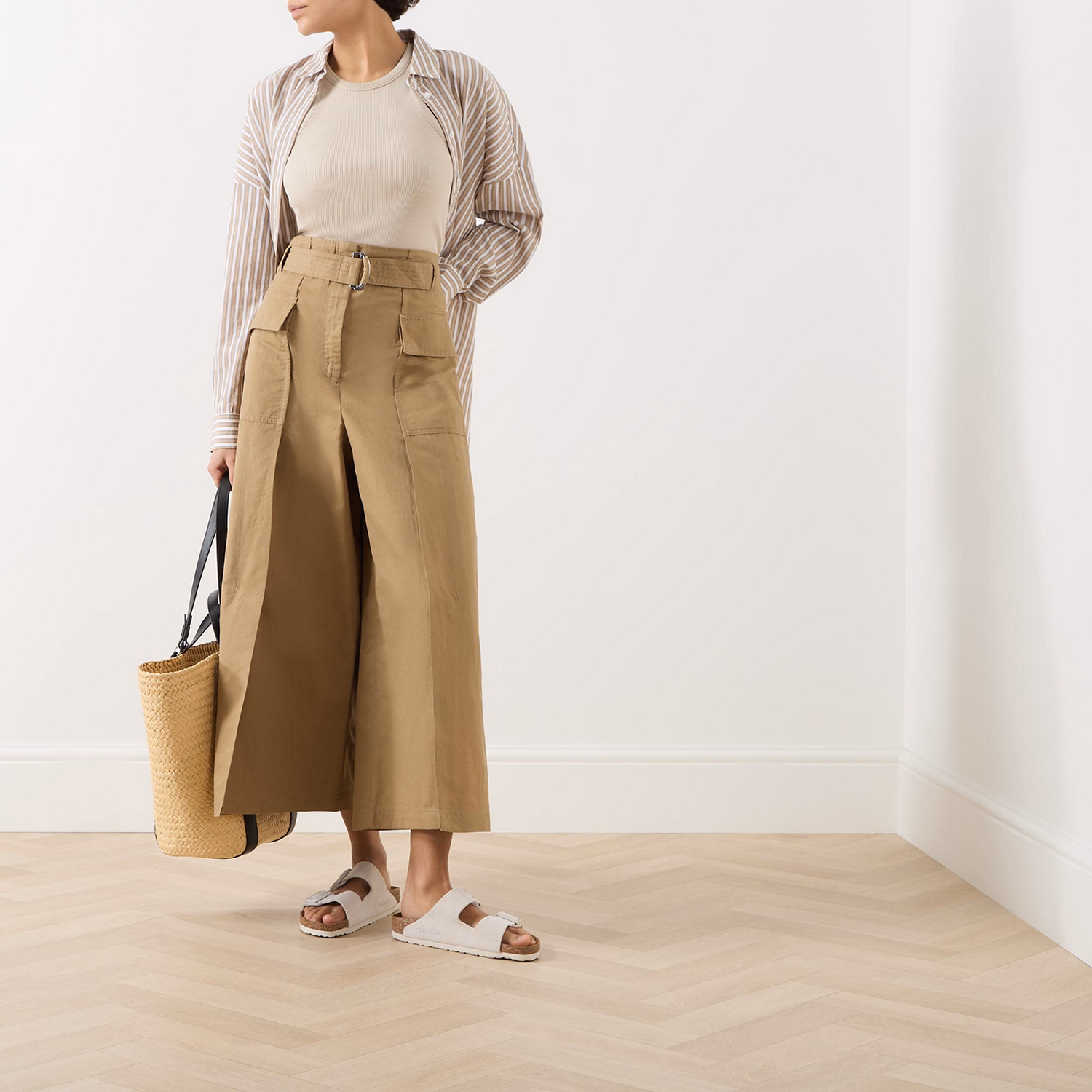 Pinide Belted Wide Leg Trousers