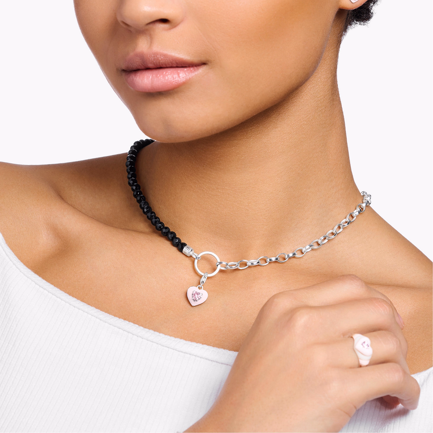 Black Onyx Charm Holder Necklace