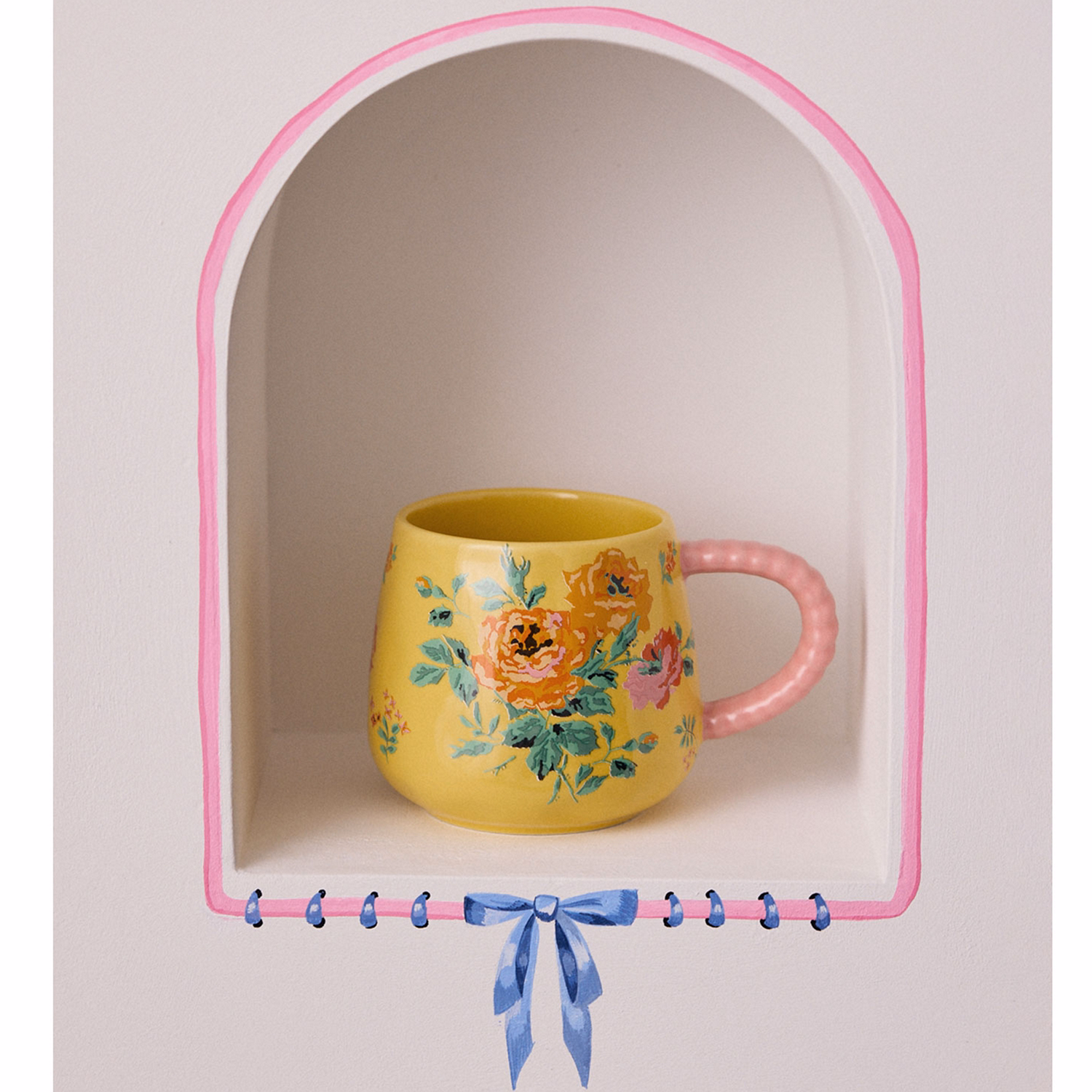 Archive Rose Yellow Twisted Handle Mug