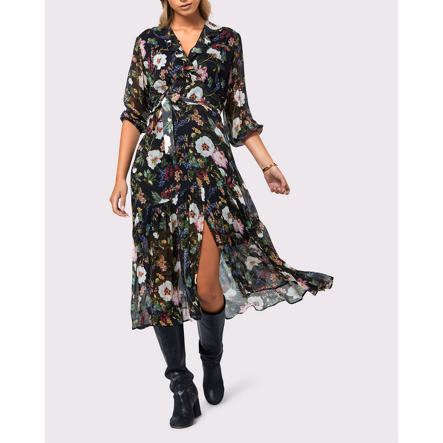 Meredith Floral Noir Print Dress