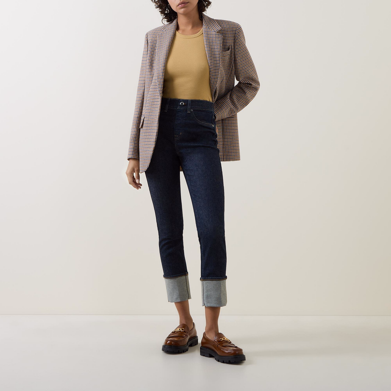 Raw Denim Cuff Leggings