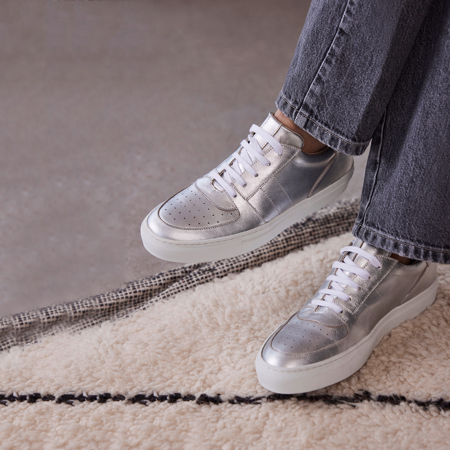 Metallic Leather Trainers