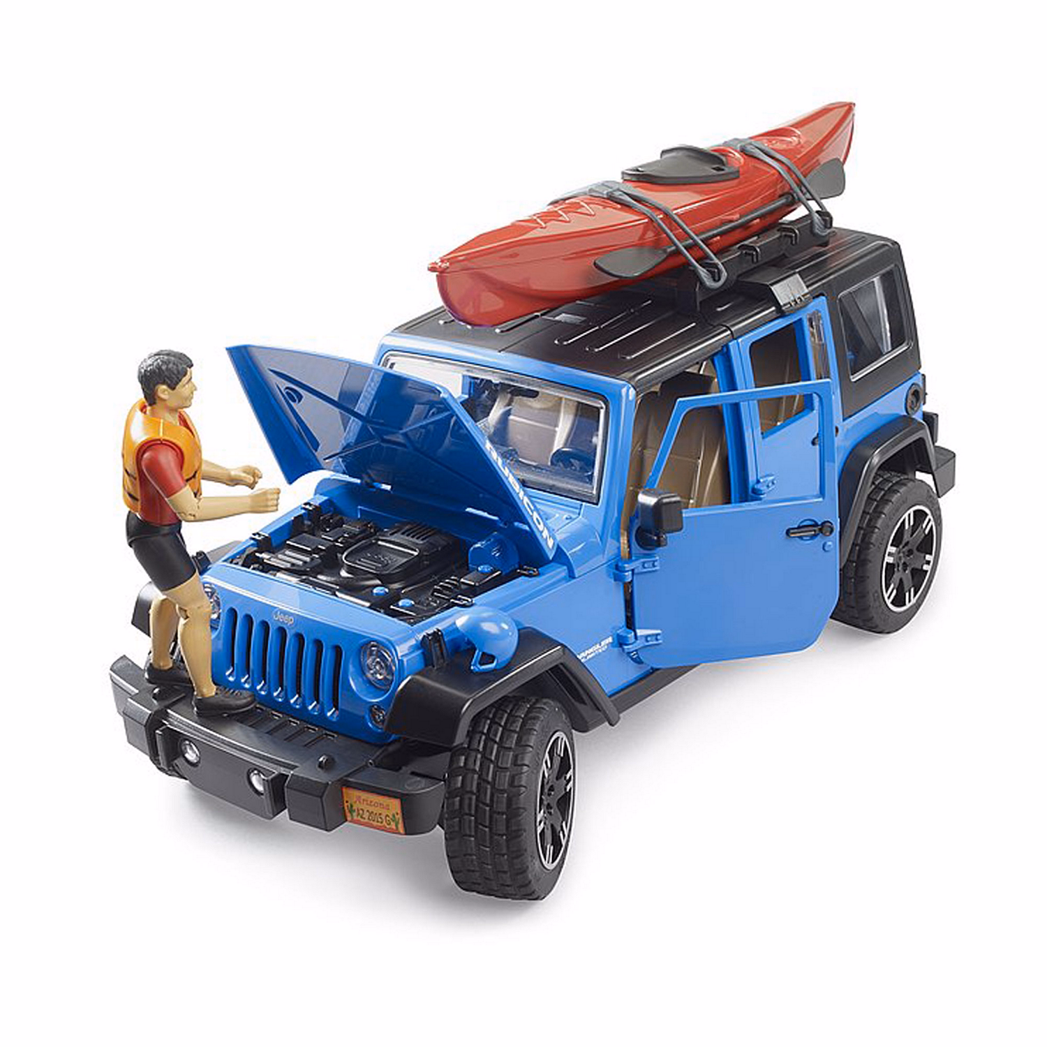 Jeep Wrangler Rubicon Unlimited With Kayak and Kayaker