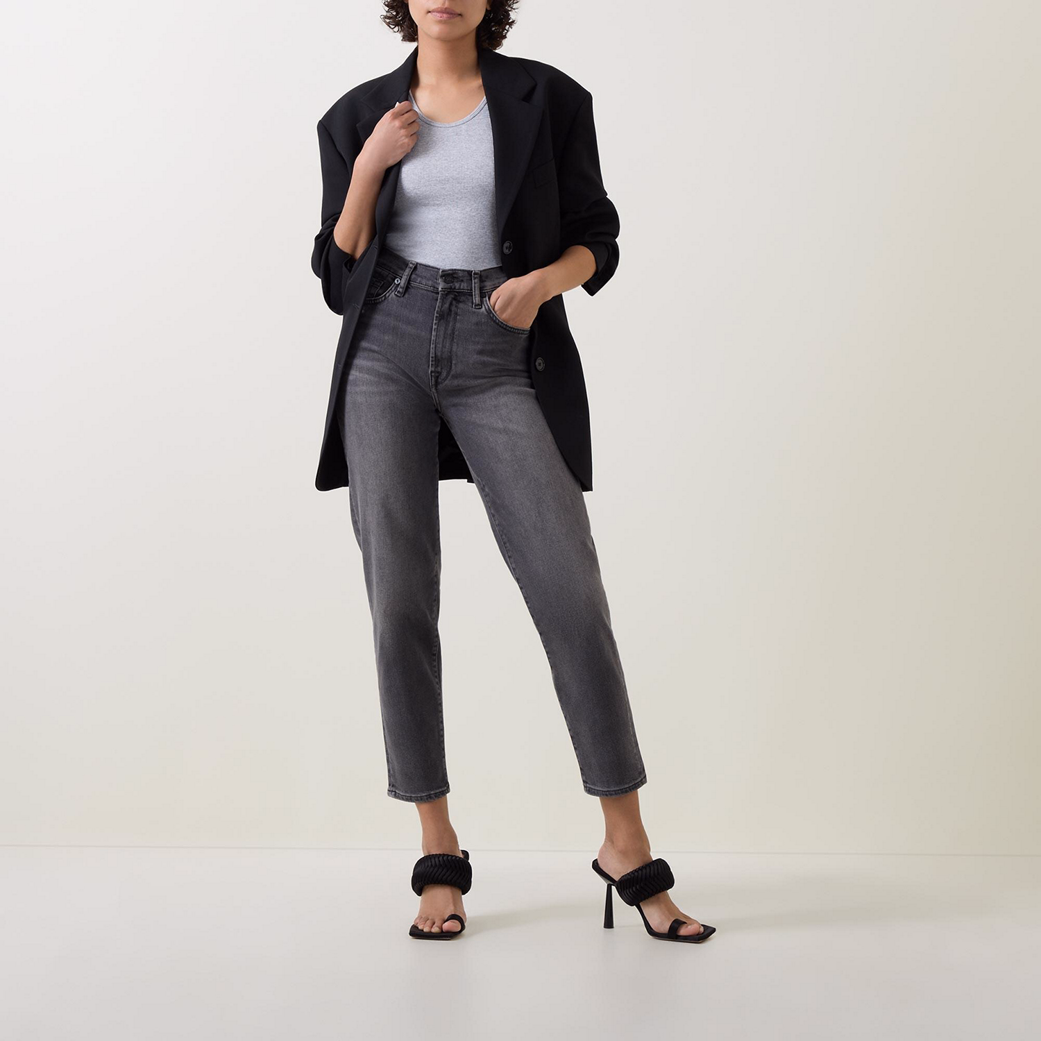 Malia Luxe Cropped High-Rise Straight Leg Jeans