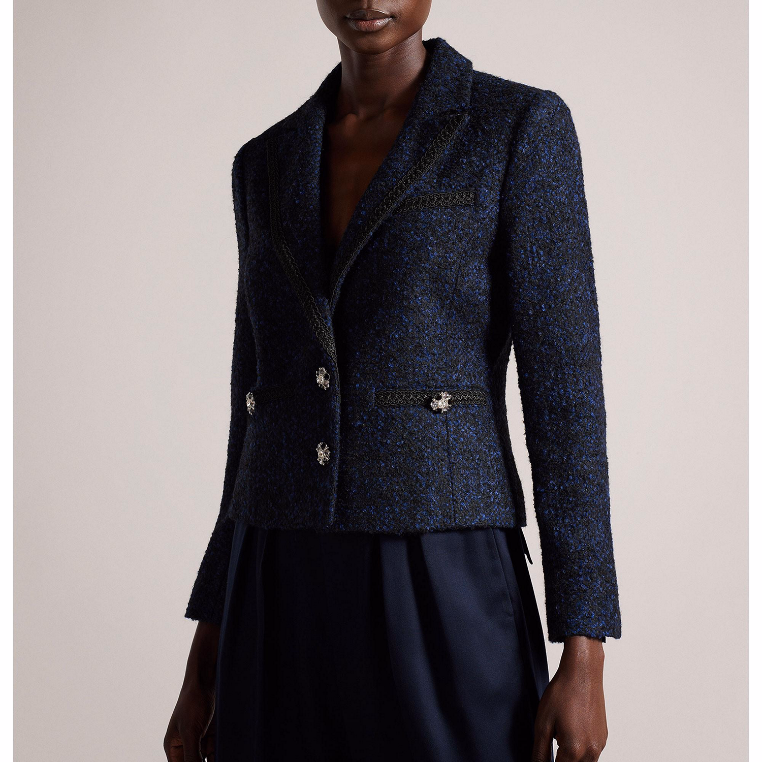 Alenaah Embellished Button Boucle Blazer