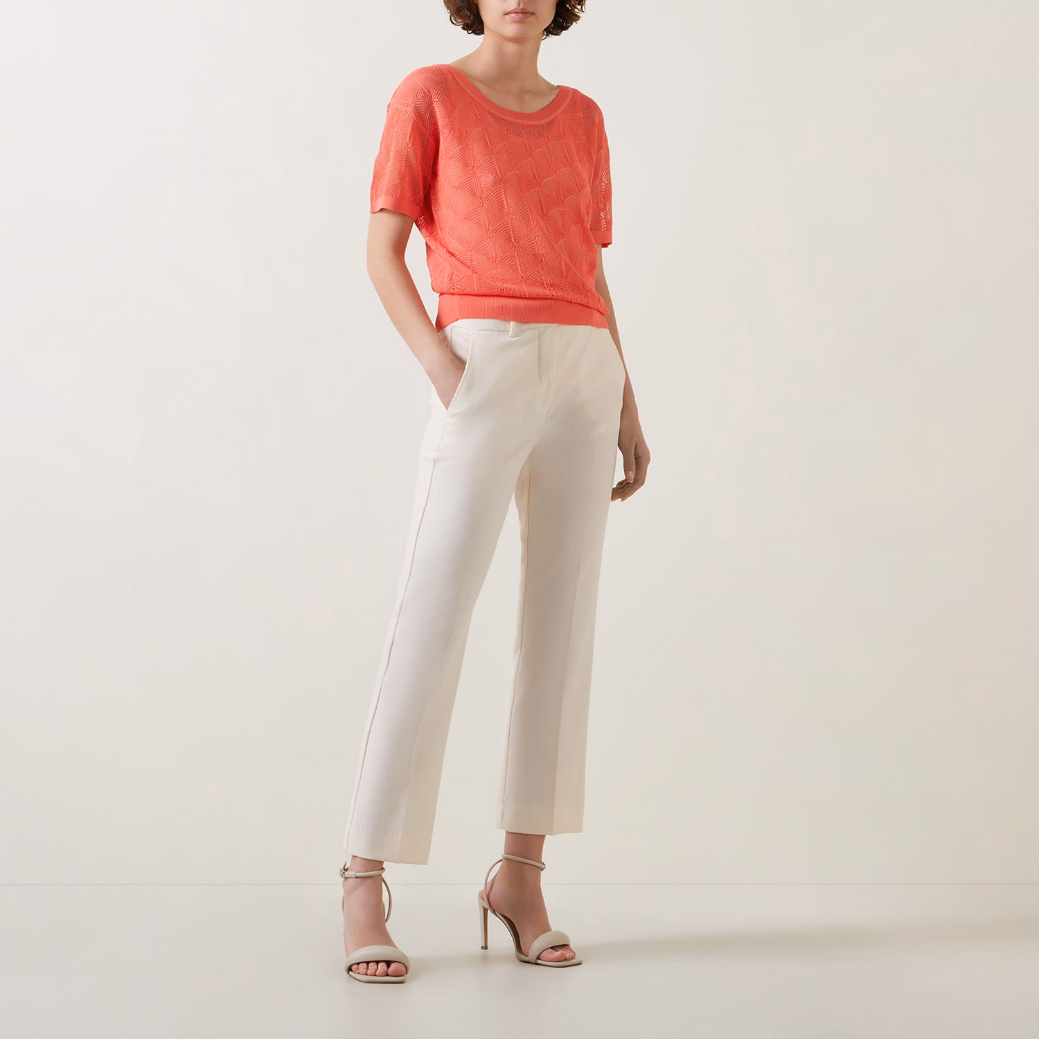 Open-Stitch Fan Sweater