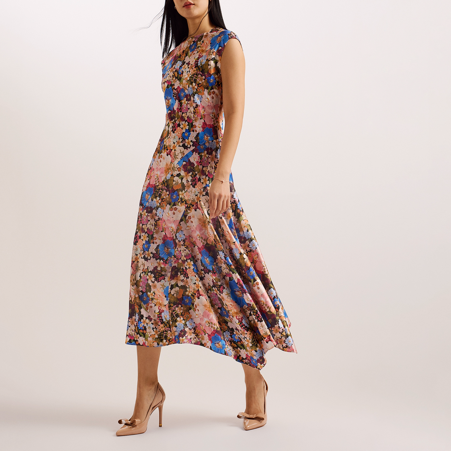 Slanno Floral Asymmetric Dress