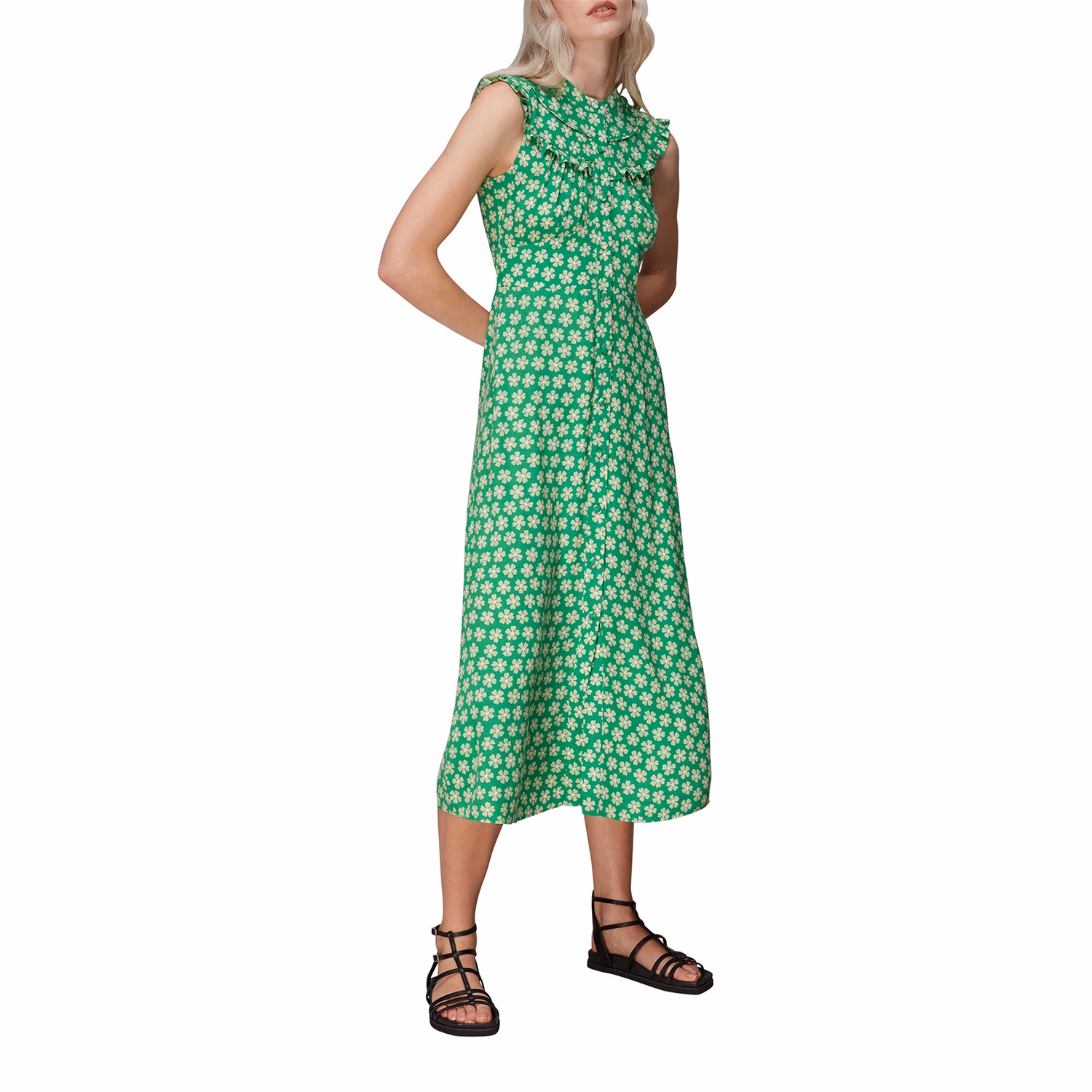 Daisy Check Frill Midi Dress