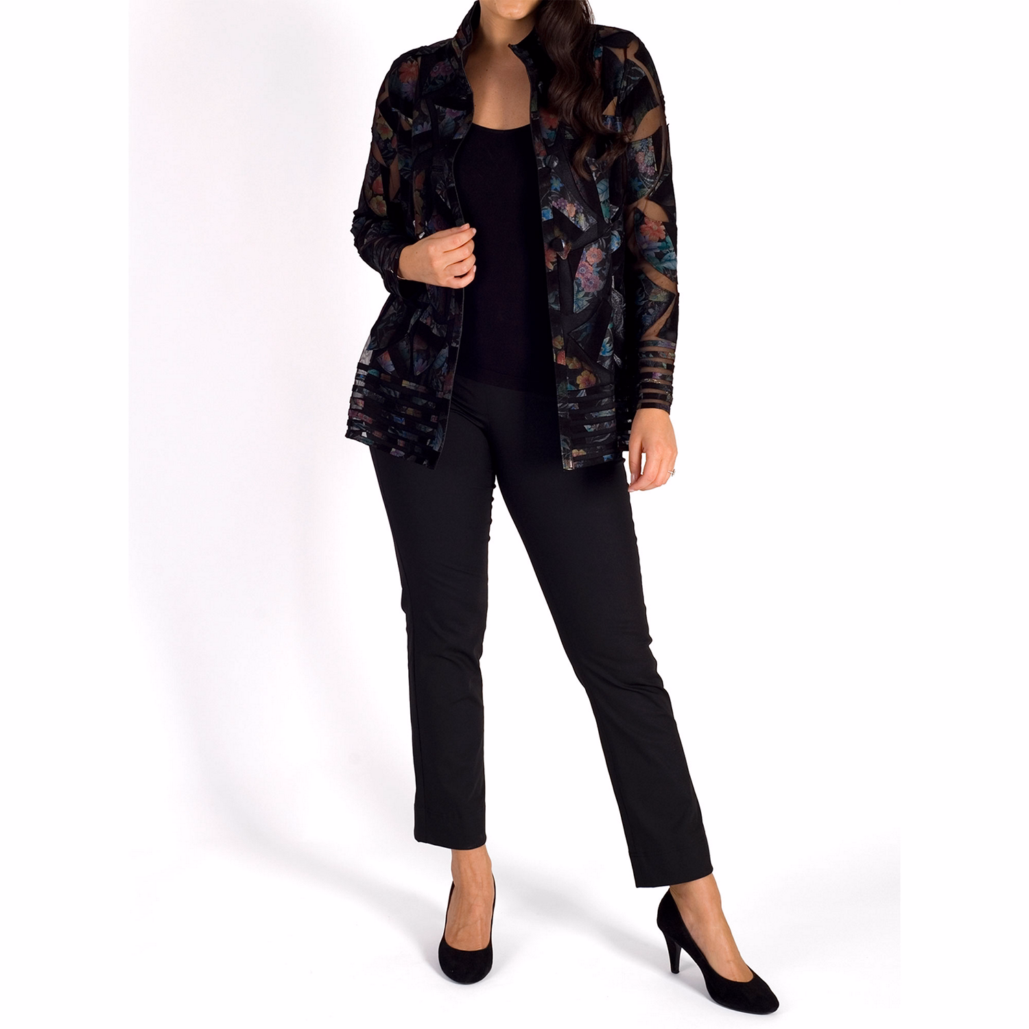 Applique Leather Mesh Coat