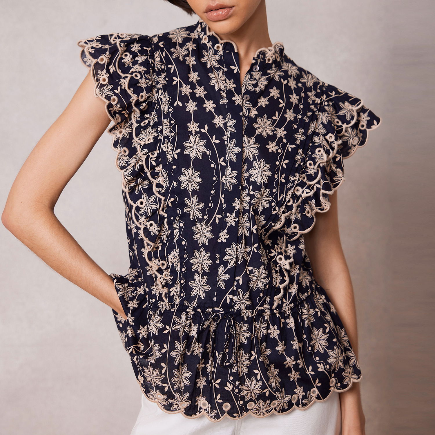 Floral Scalloped Blouse