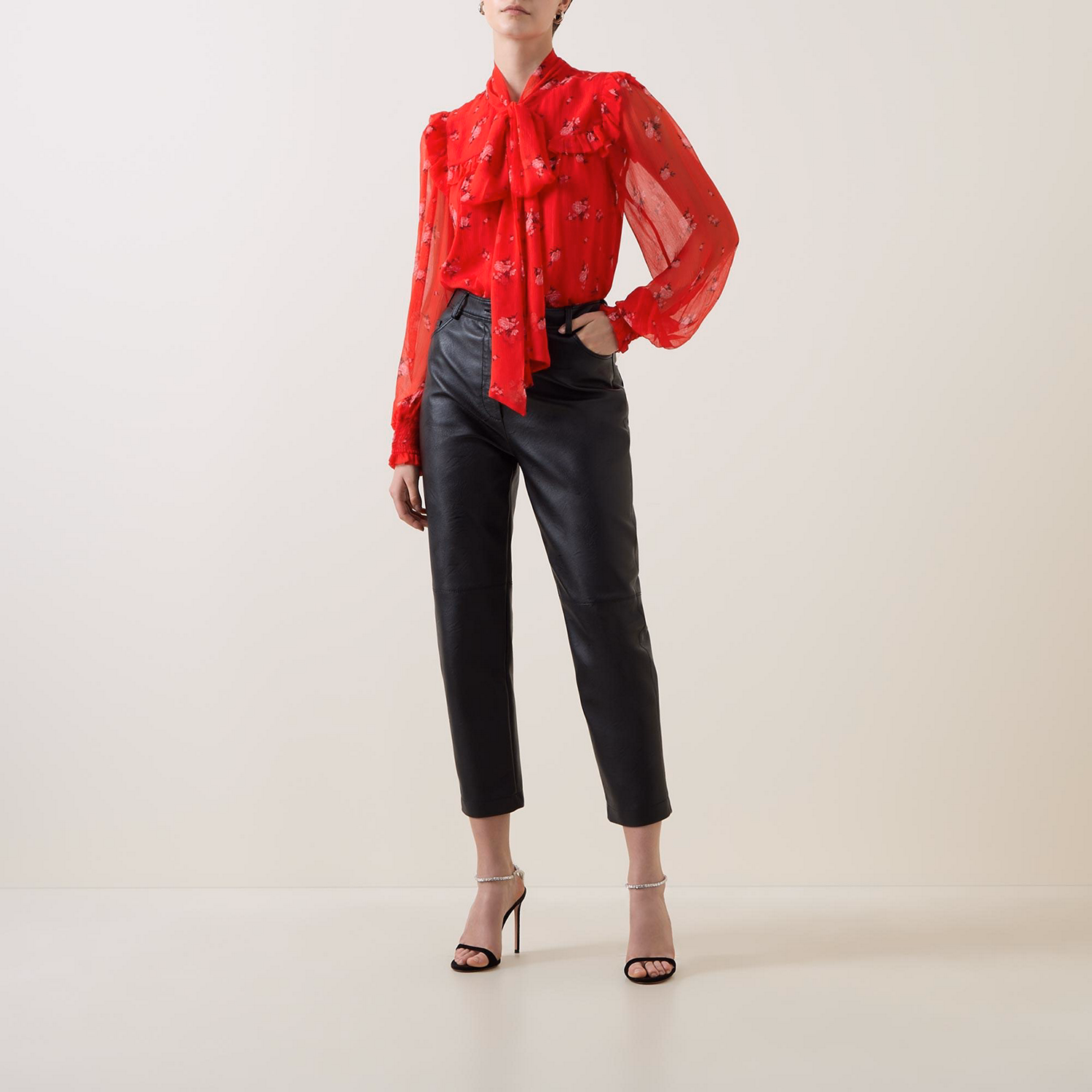 Faye Pussybow Scarlet Printed Blouse